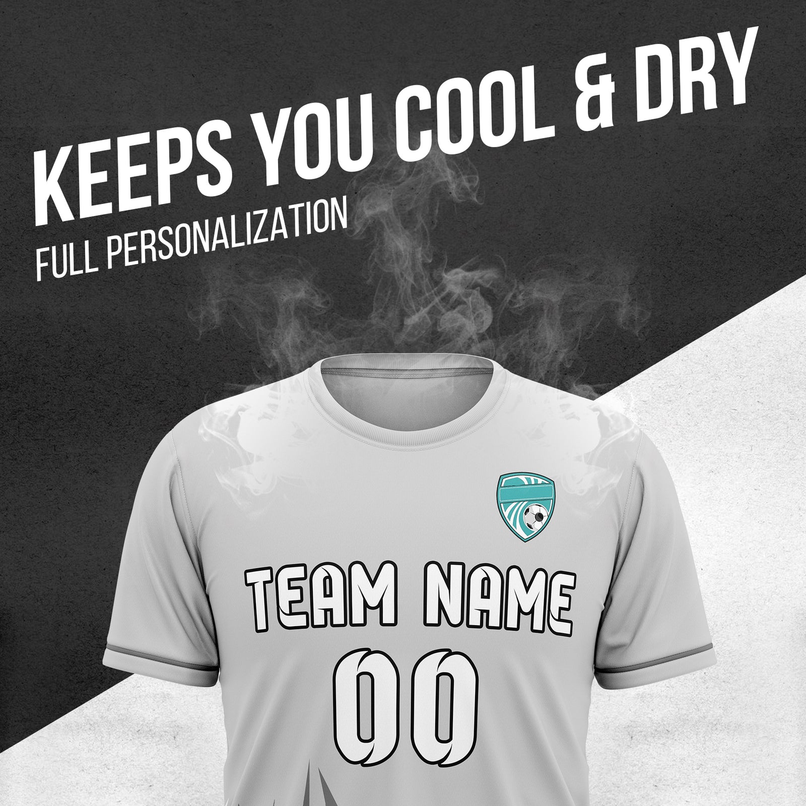 Custom Spark Strike R Side Pattern Soccer Grey Sport Tops Jersey