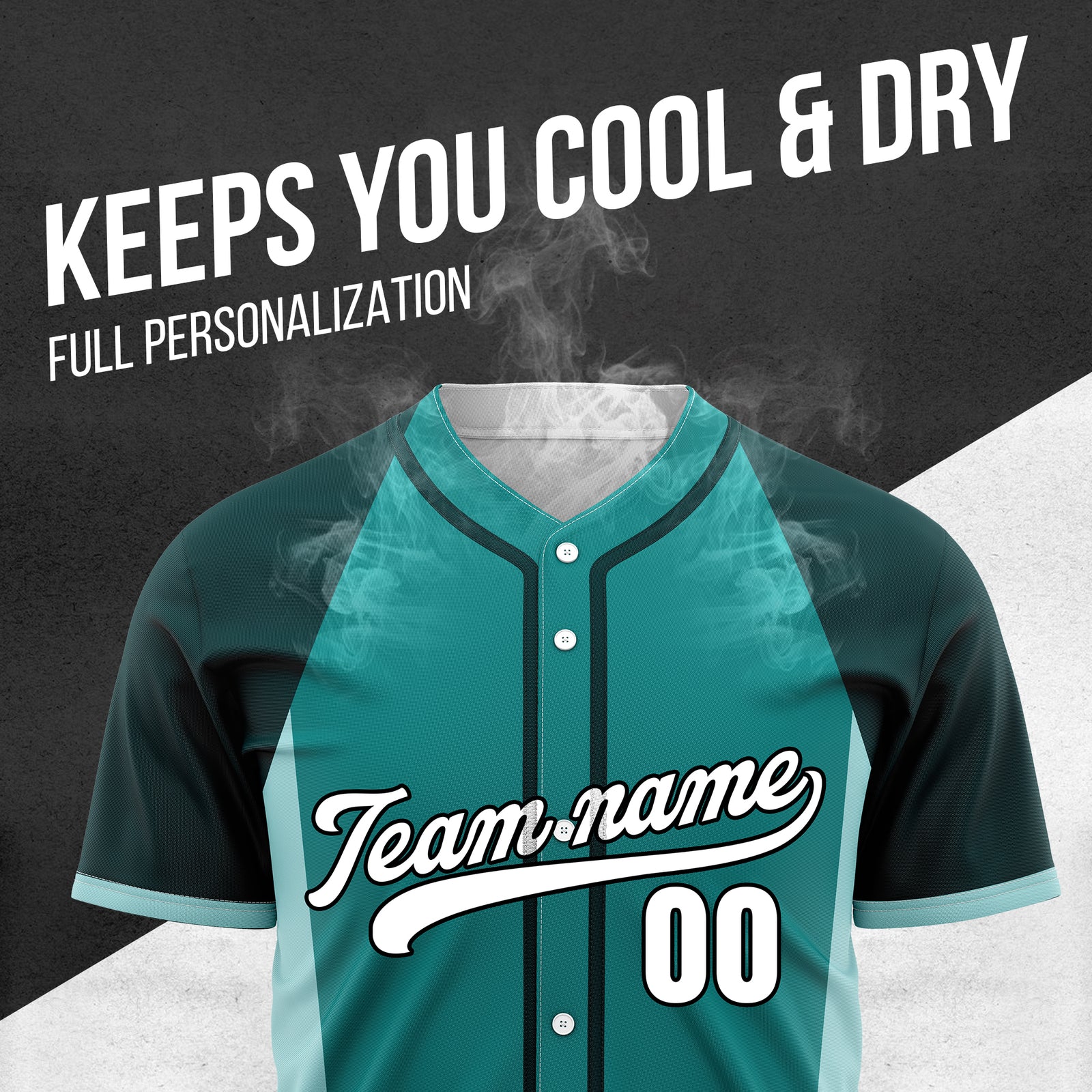 Custom Timeless Stripes Baseball Teal Sports Jersey Personalized Uniform with Name & Number