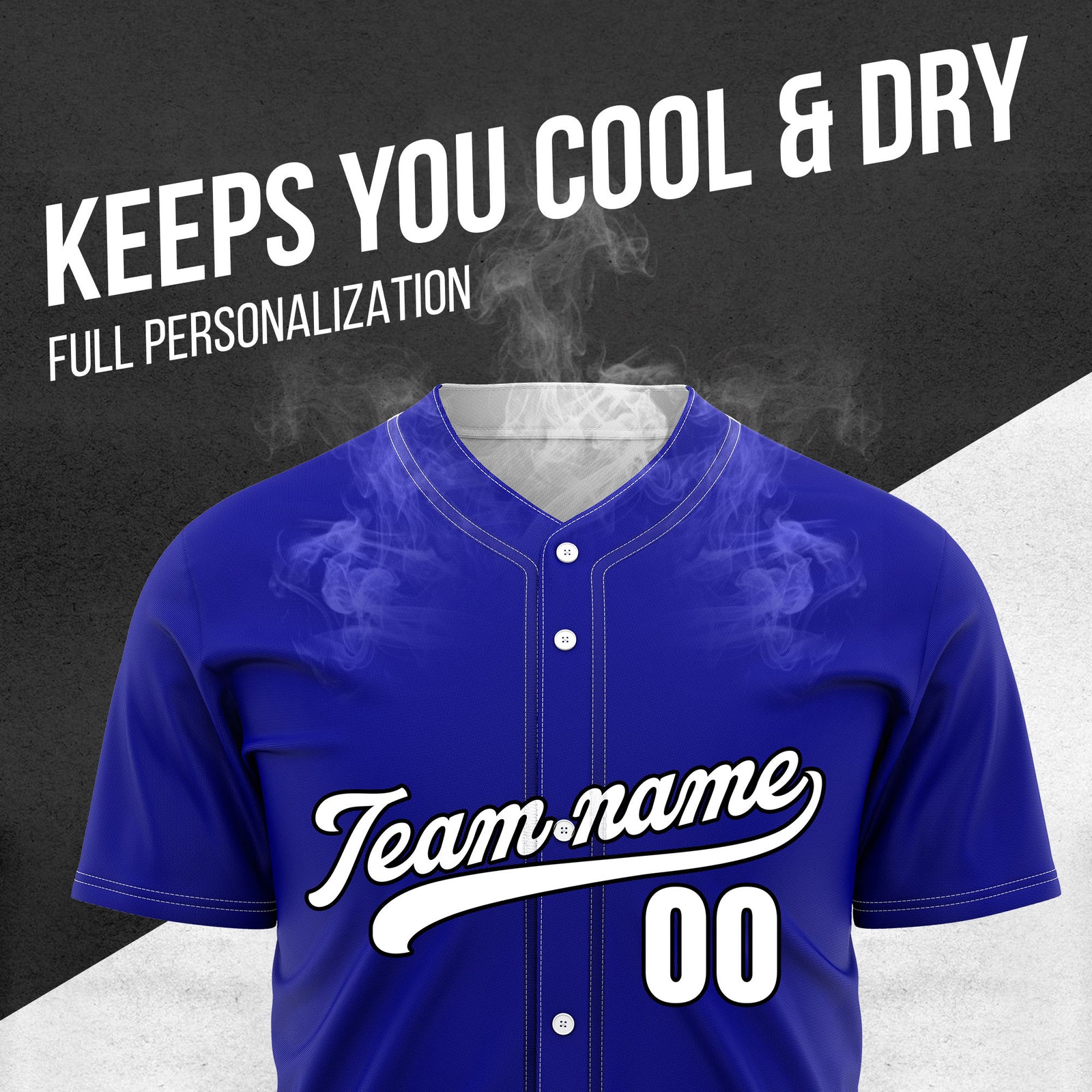 Custom Wave Blue Baseball Sports Jersey Personalized Uniform with Name & Number