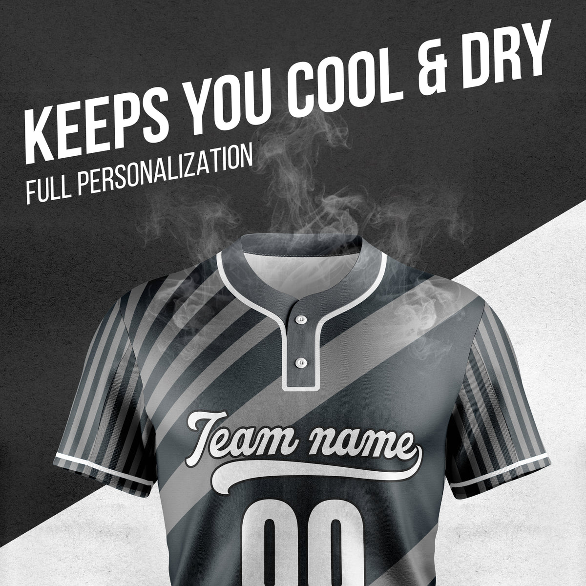 Custom Vibe Split Dark Grey Baseball Sports Jersey Personalized Uniform with Name & Number