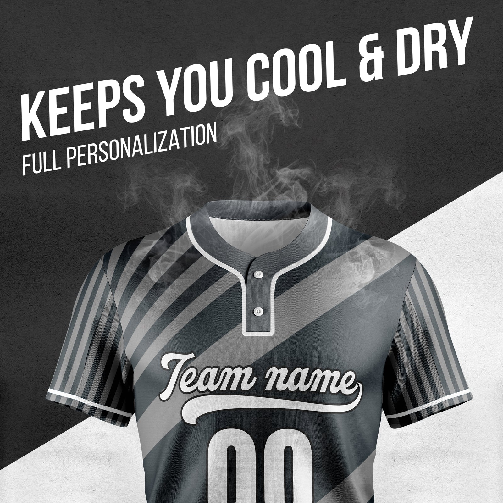 Custom Vibe Split Dark Grey Baseball Sports Jersey Personalized Uniform with Name & Number