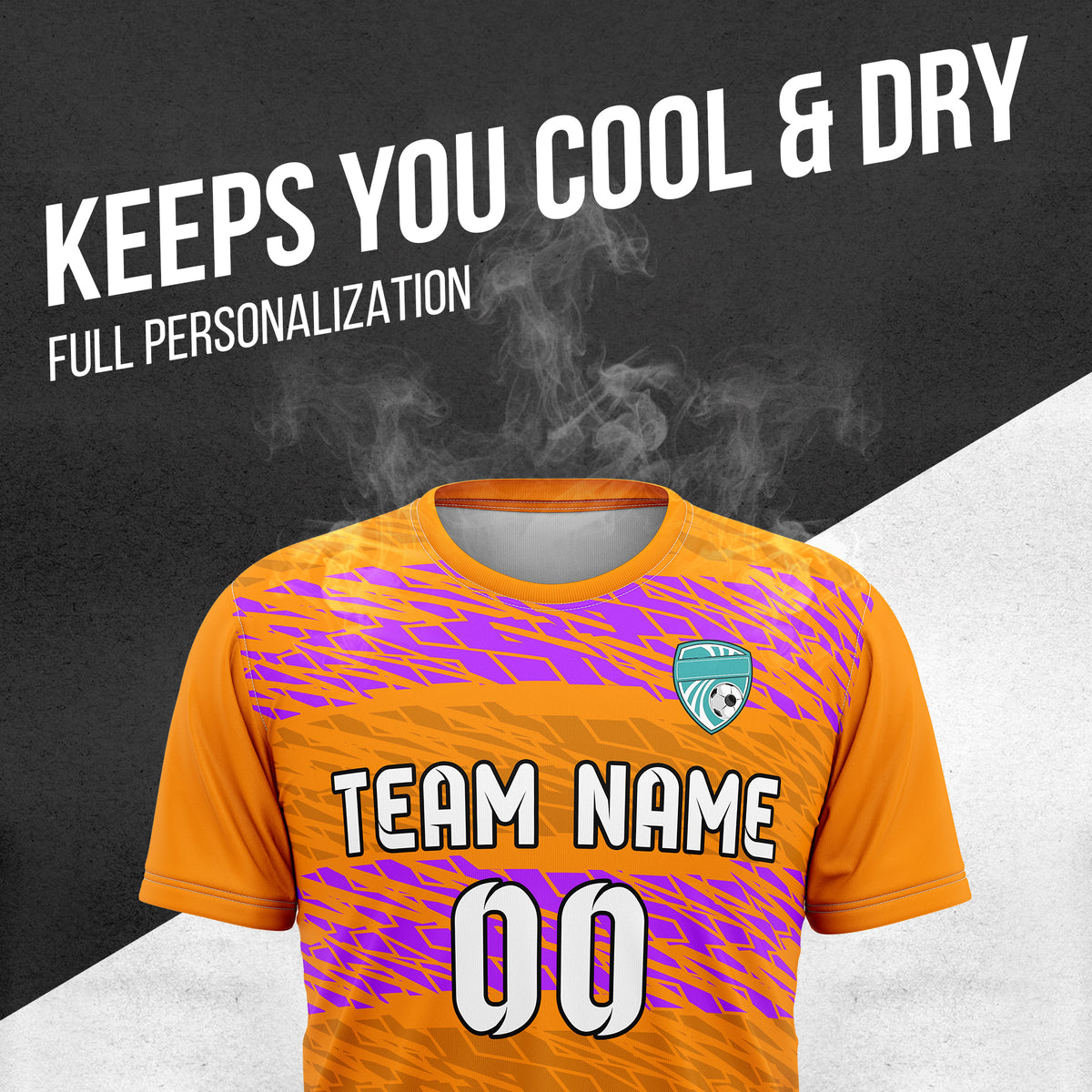 Custom Flare Strike R-Full Pattern Soccer Orange Sport Tops Jersey