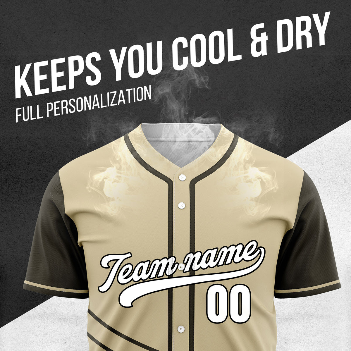 Custom Swift Khaki Raglan Style Baseball Sports Jersey Personalized Uniform with Name & Number