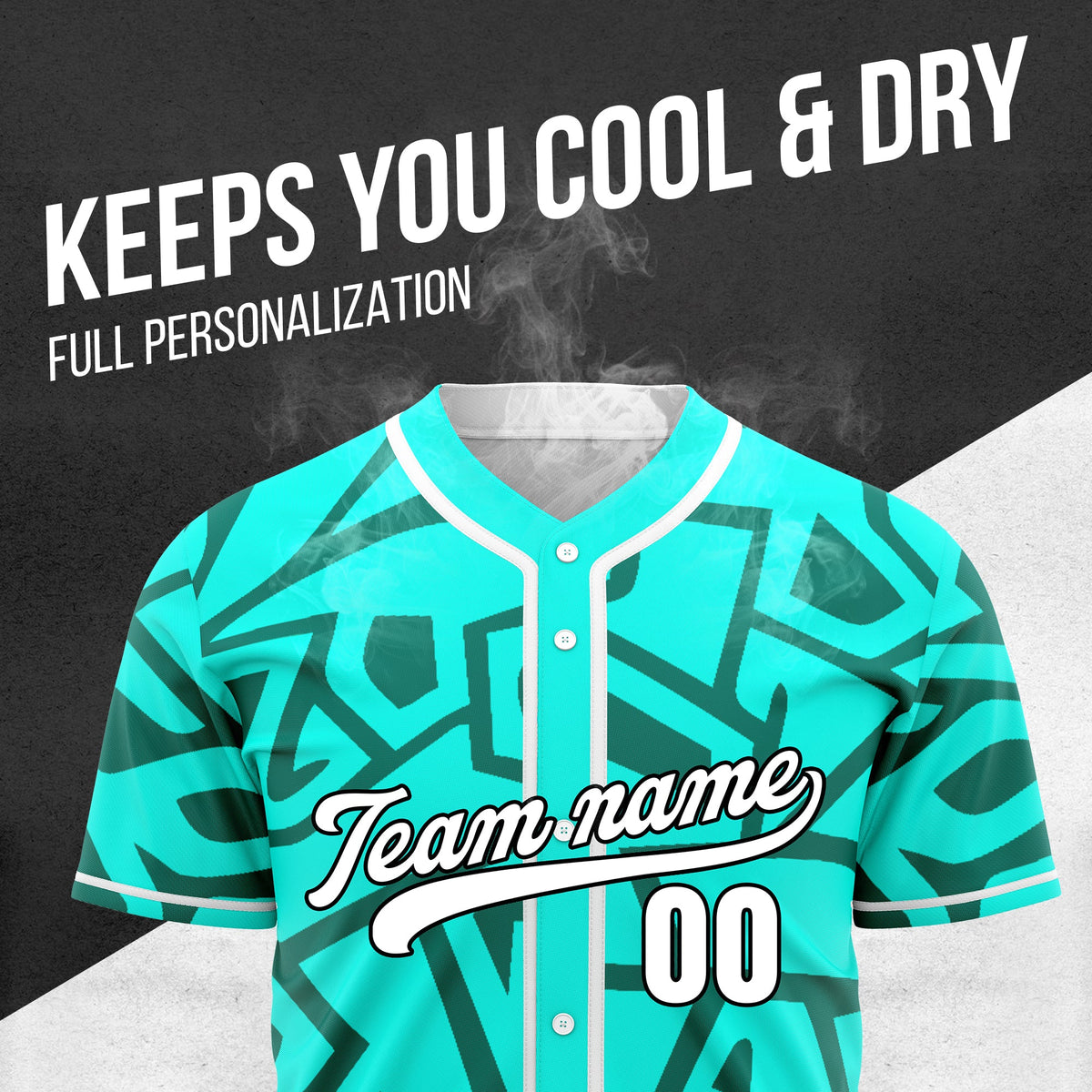 Custom Shadow Rebels Aqua Baseball Sports Jersey Personalized Uniform with Name & Number