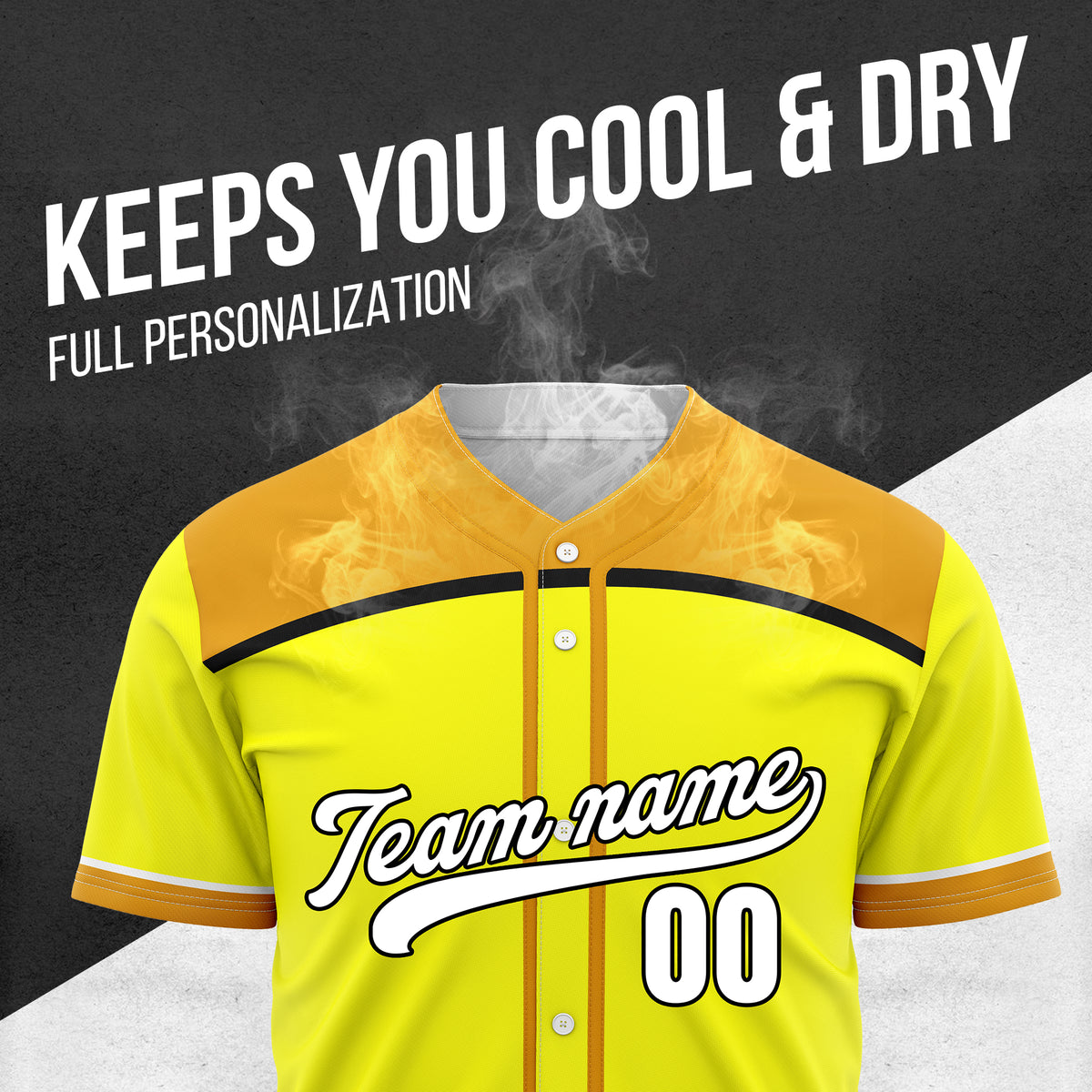 Custom Marquee Classic Baseball Yellow Sports Jersey Personalized Uniform with Name & Number