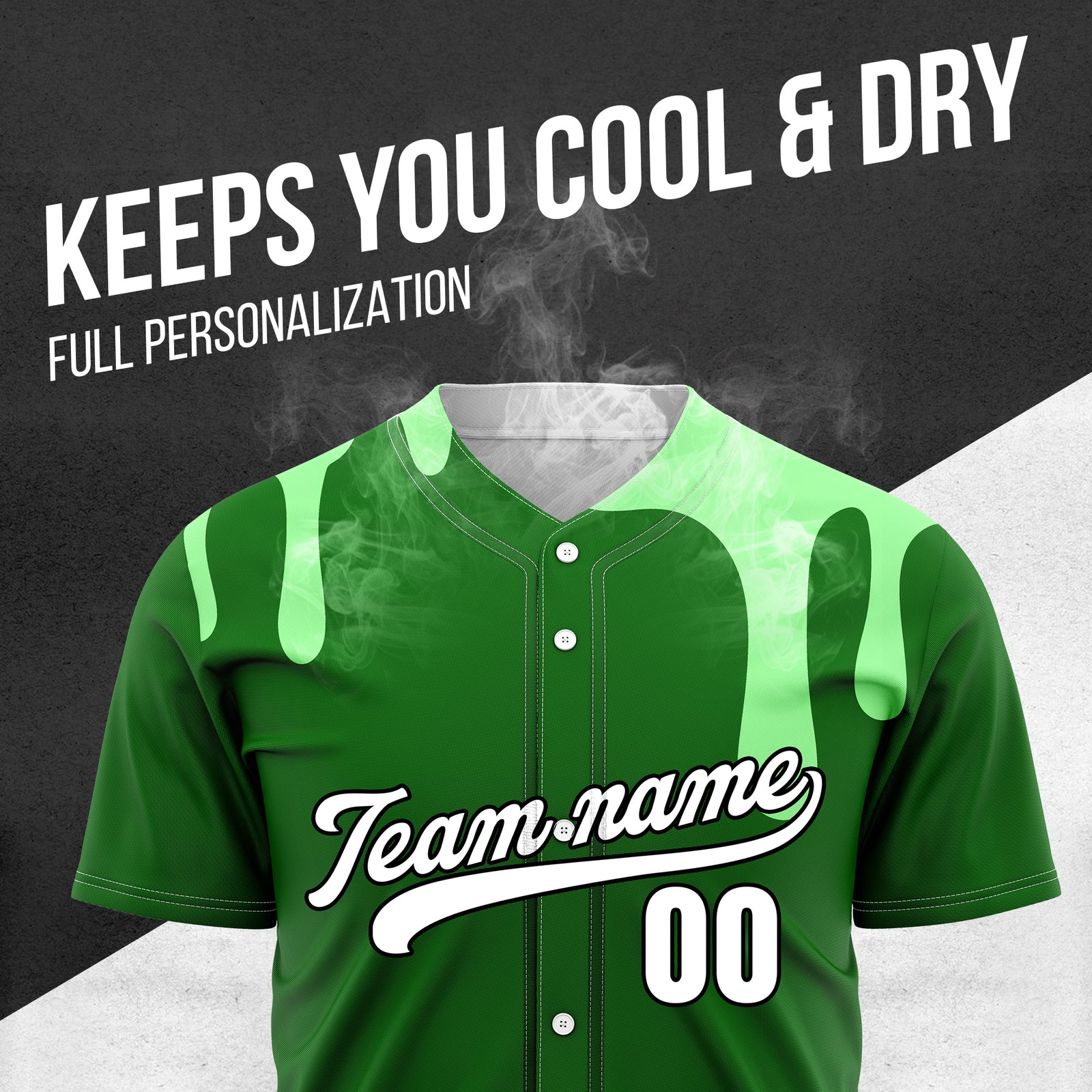 Custom Ink Dripline Green Sports Jersey Personalized Uniform with Name & Number