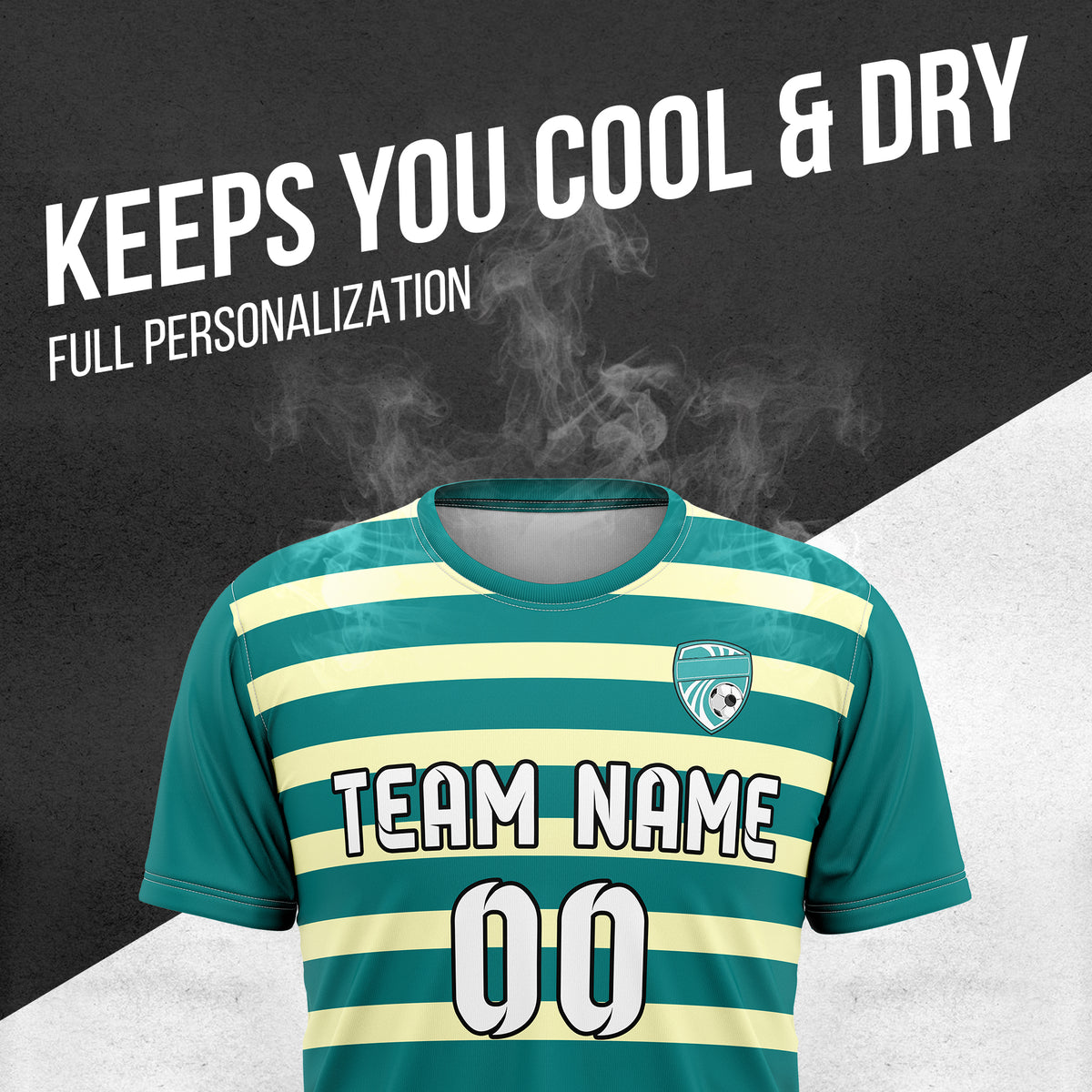 Custom Royal Stripe Teal Soccer sport Tops Jersey