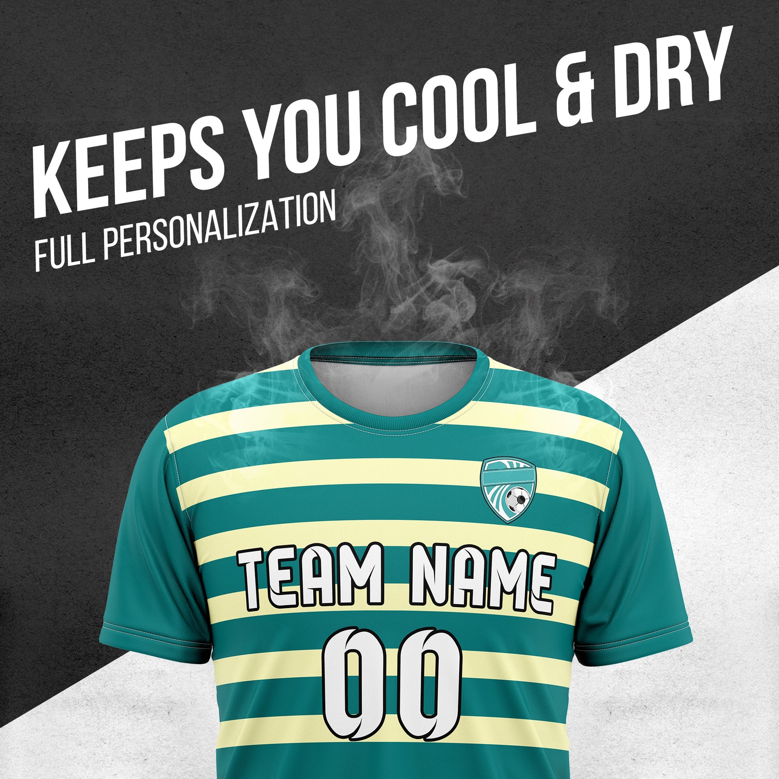 Custom Royal Stripe Teal Soccer sport Tops Jersey