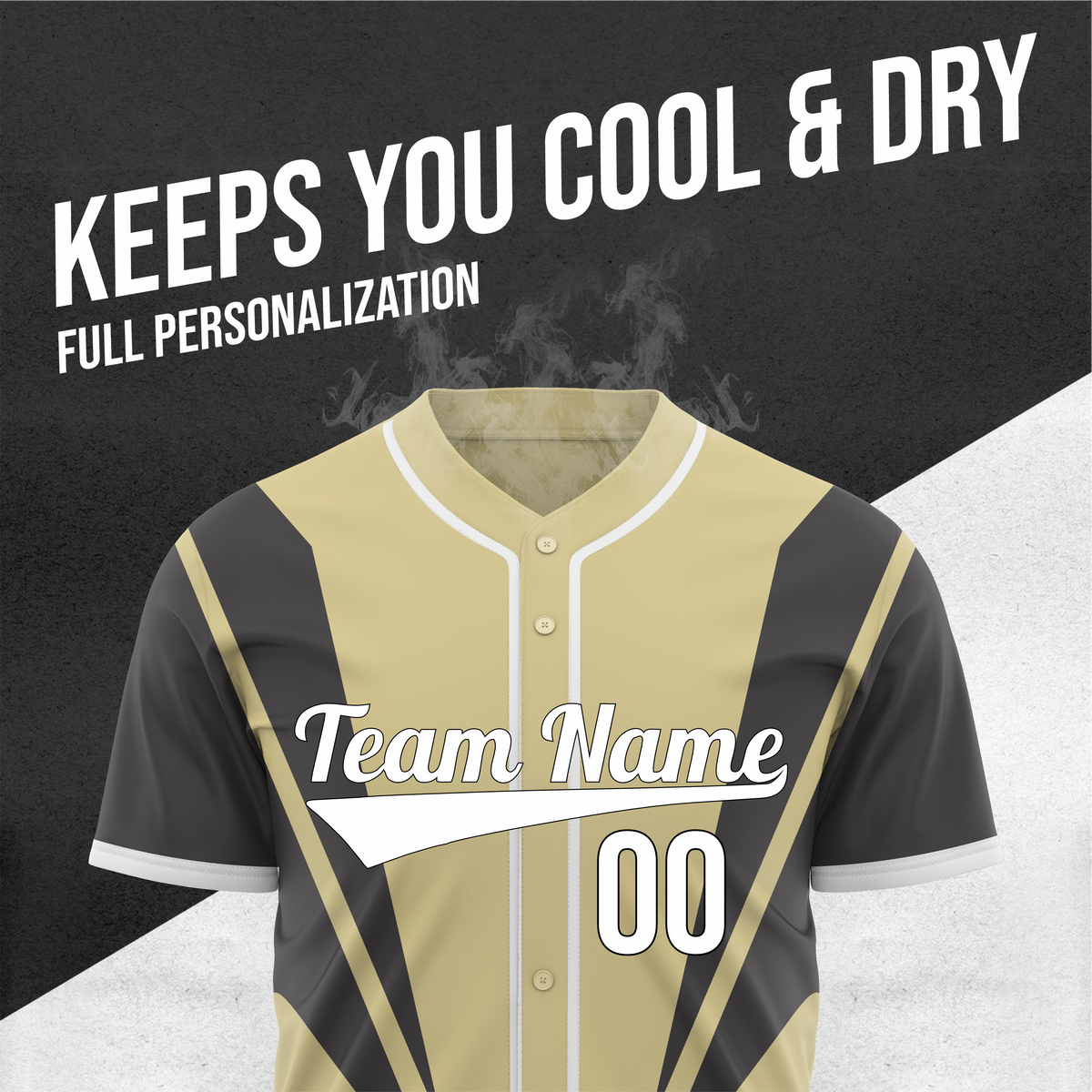 Custom Panel Flow Baseball Khaki Sports Jersey Personalized Uniform with Name & Number