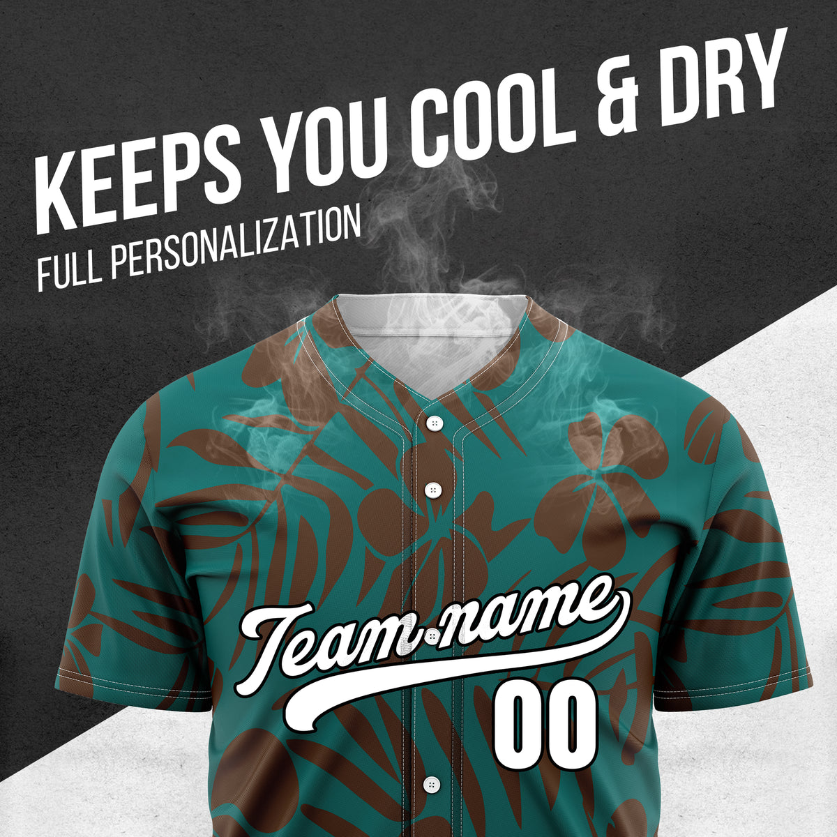 Custom Hawaiian Teal Baseball Sports Jersey Personalized Uniform with Name & Number