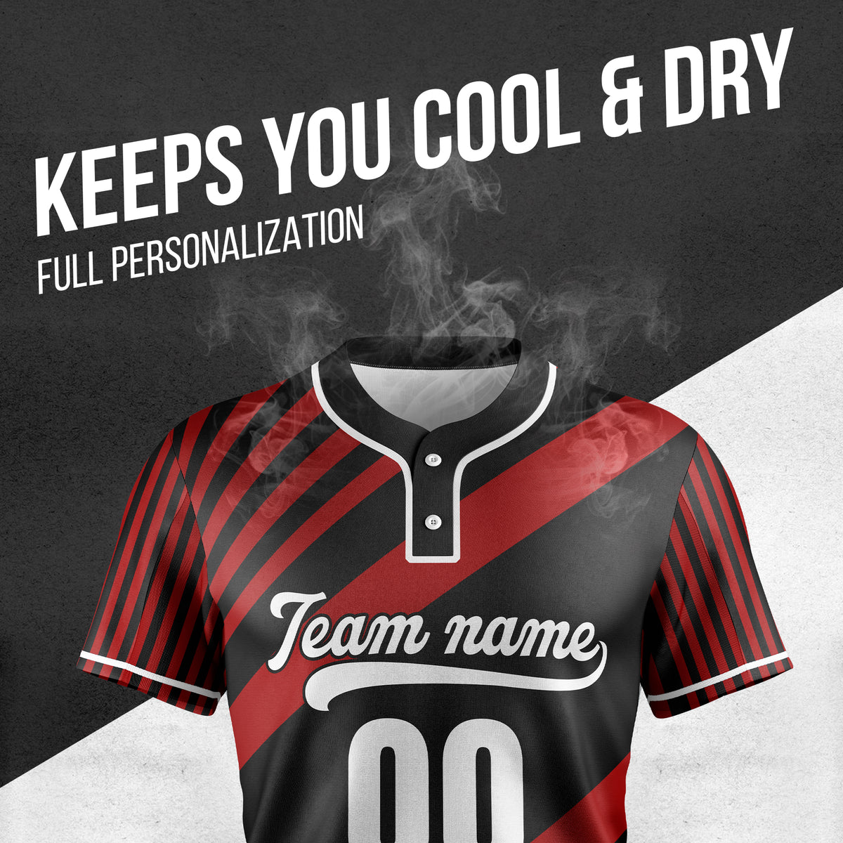 Custom Vibe Split Black Baseball Sports Jersey Personalized Uniform with Name & Number