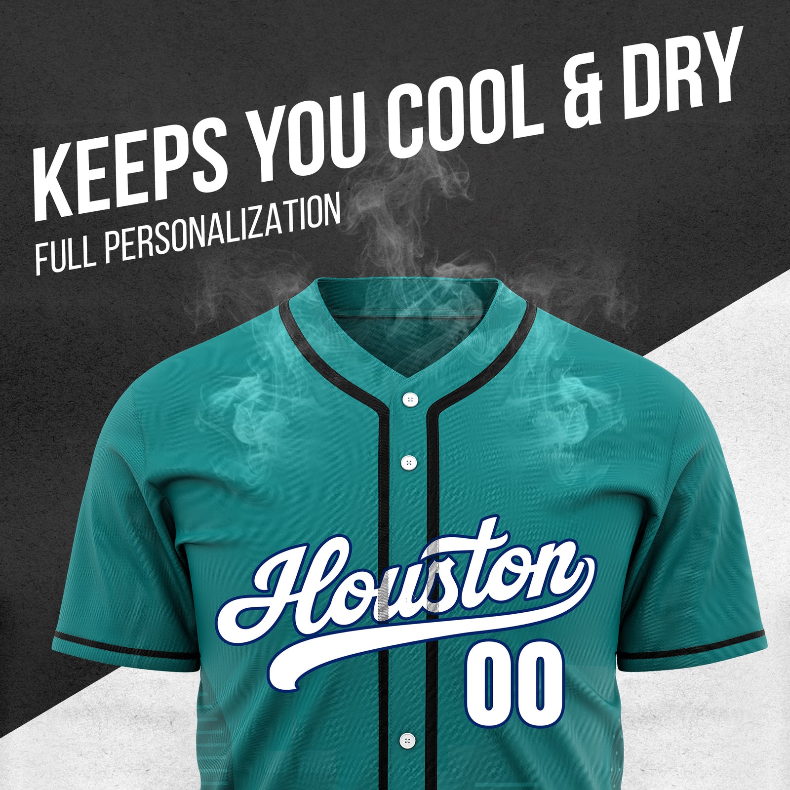 Custom City Pulse Teal Baseball Sports Jersey Personalized Uniform with Name & Number