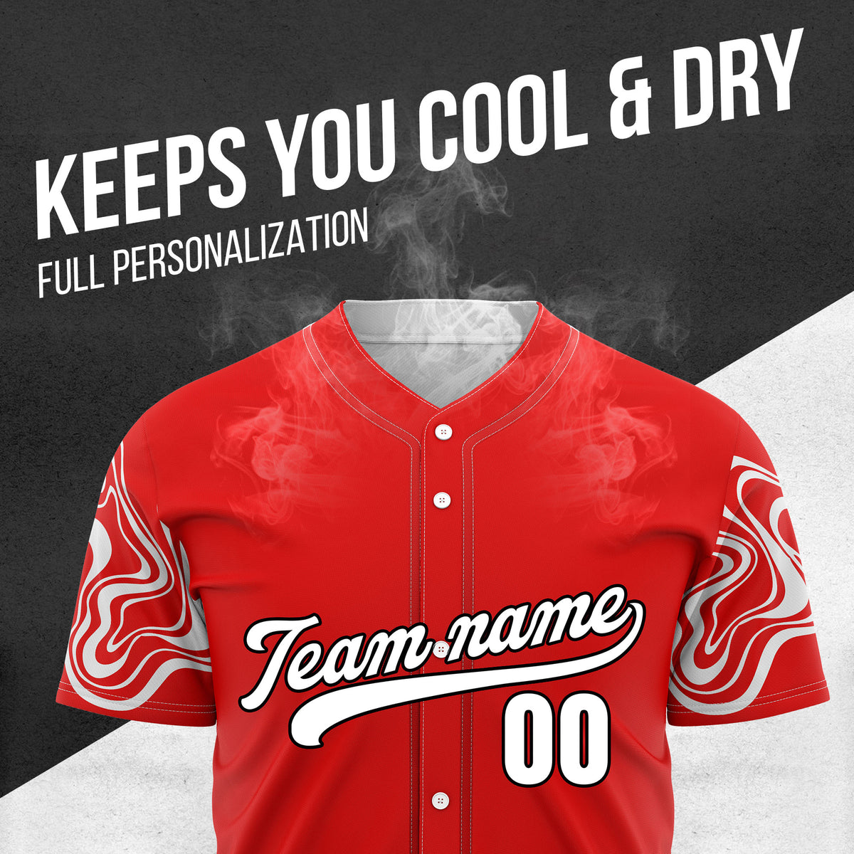 Custom Wave Red Baseball Sports Jerseys Personalized Uniform with Name & Numbers