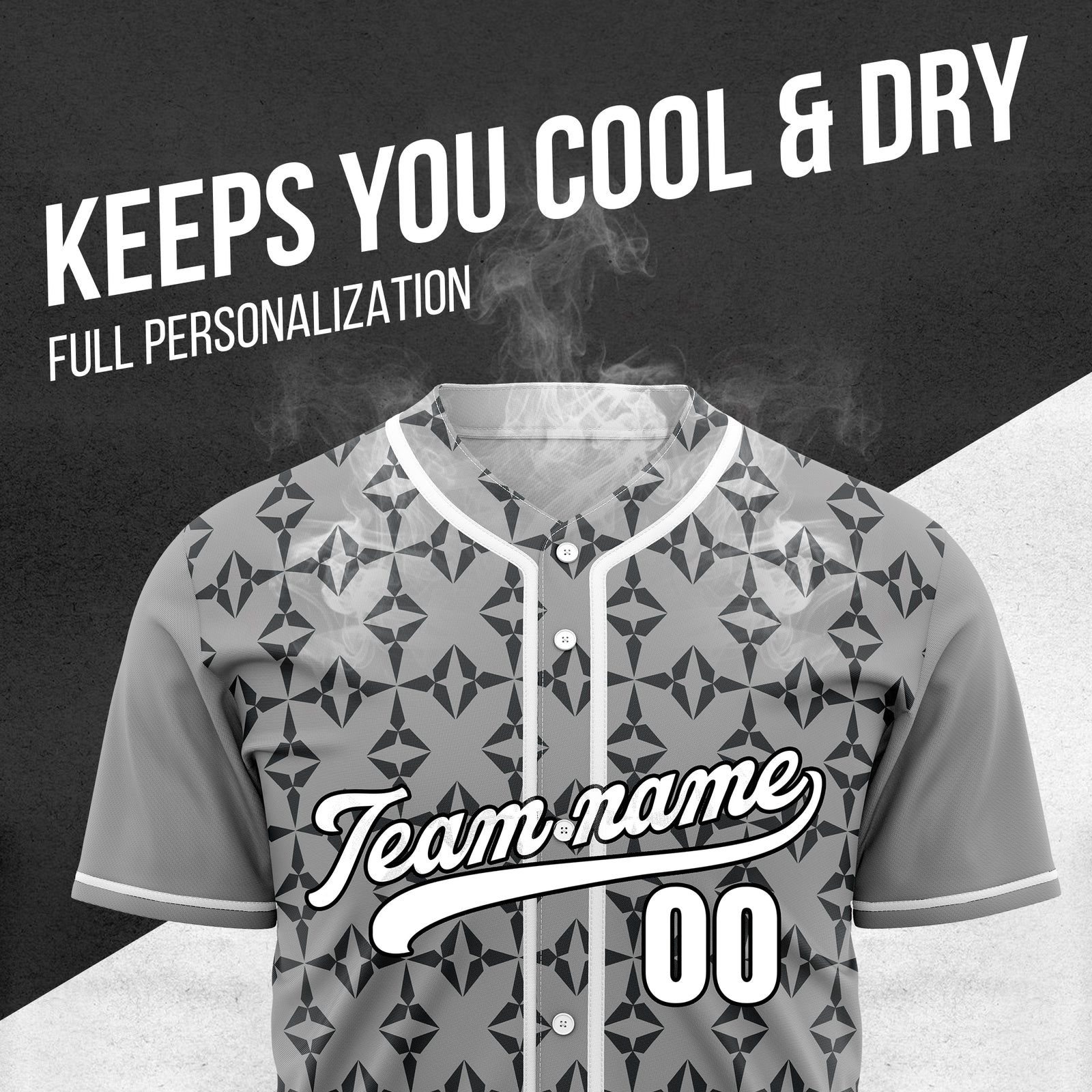 Custom Rhombic Grey Baseball Sports Jersey Personalized Uniform with Name & Number