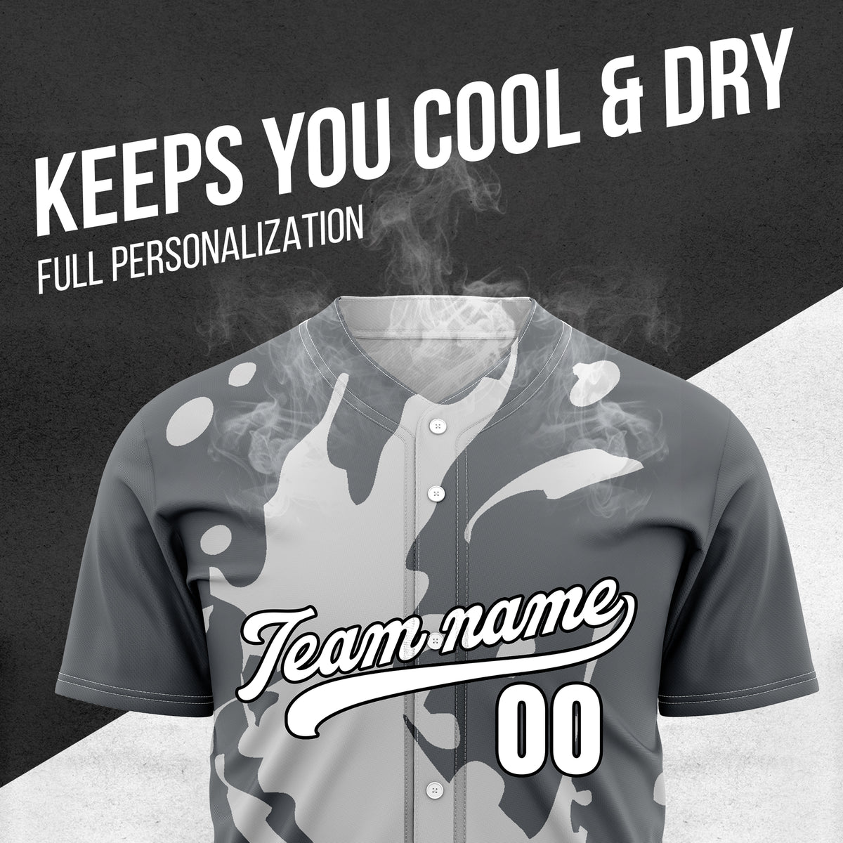 Custom Ink Splash Dark Grey Sports Jersey Personalized Uniform with Name & Number