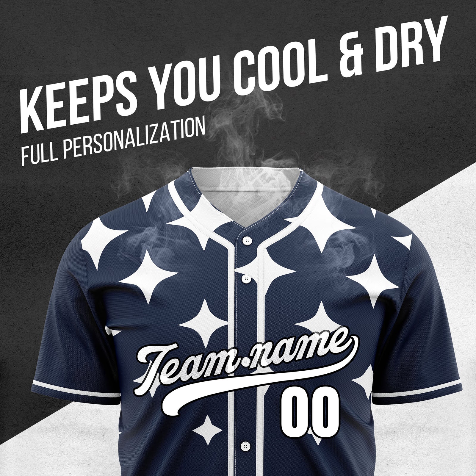 Custom Starlight Navy Baseball Sports Jersey Personalized Uniform with Name & Number