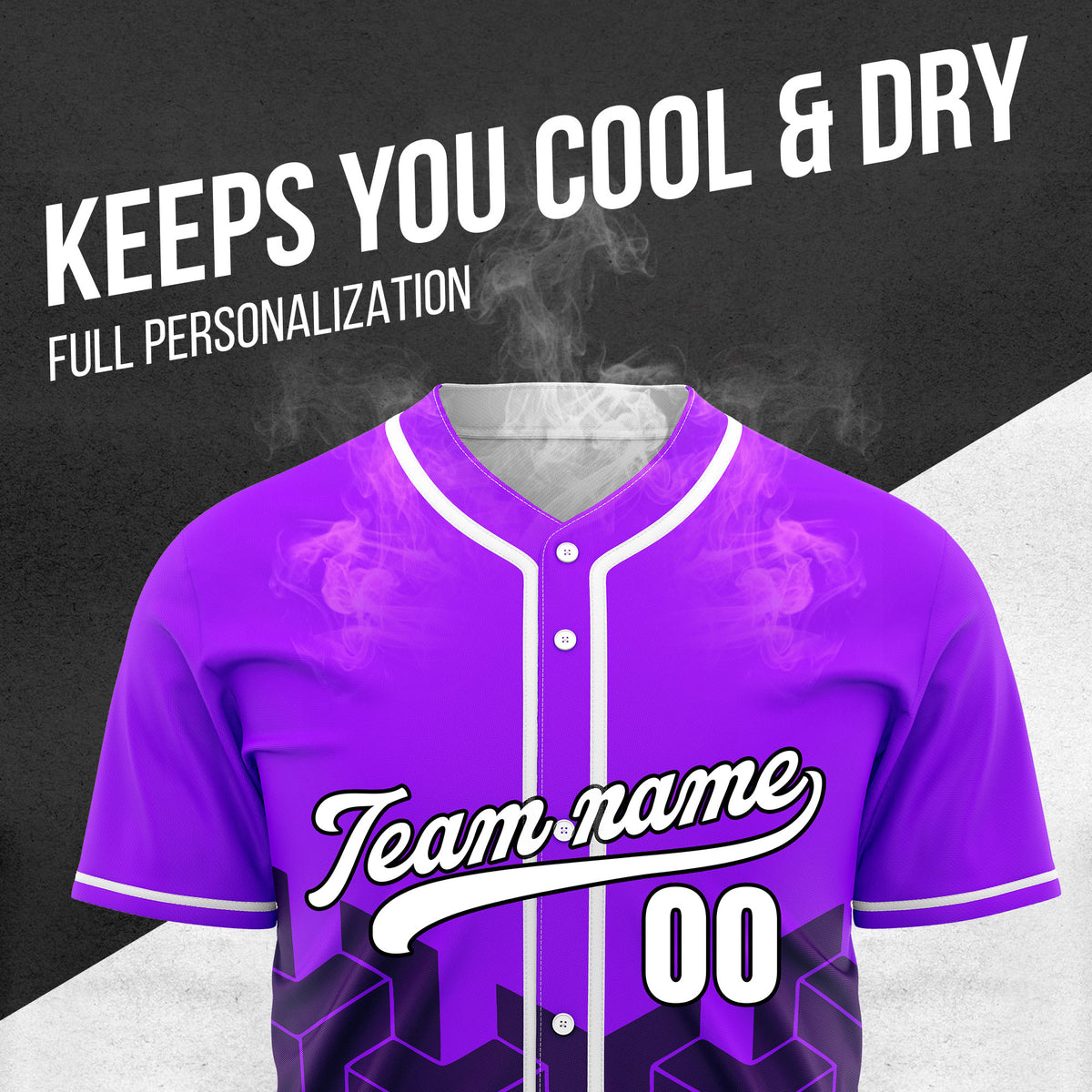 Custom Grid Iron Purple Baseball Sports Jersey Personalized Uniform with Name & Number
