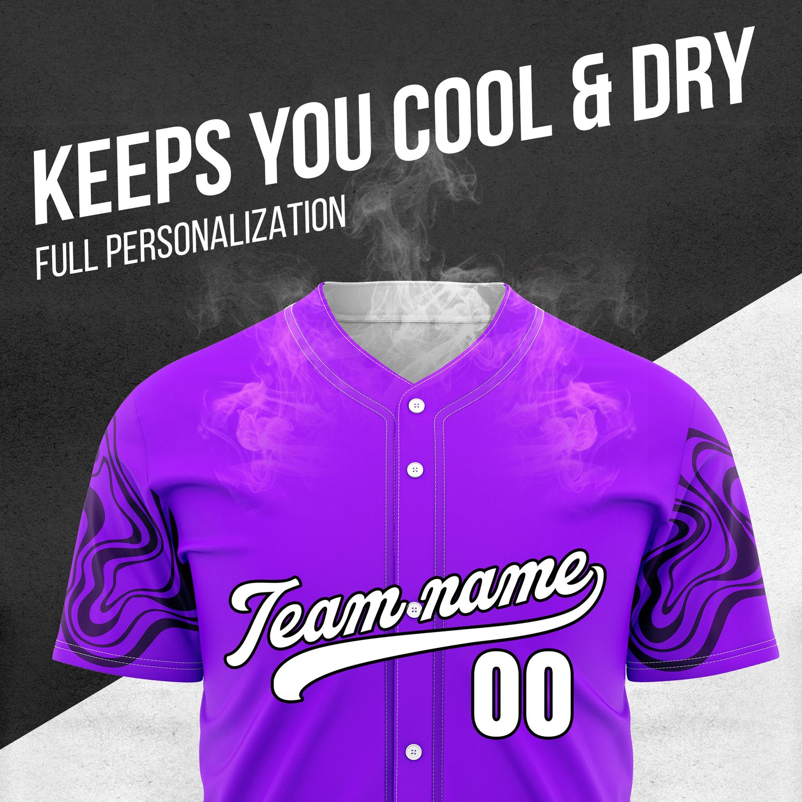 Custom Wave Purple Baseball Sports Jerseys Personalized Uniform with Name & Numbers
