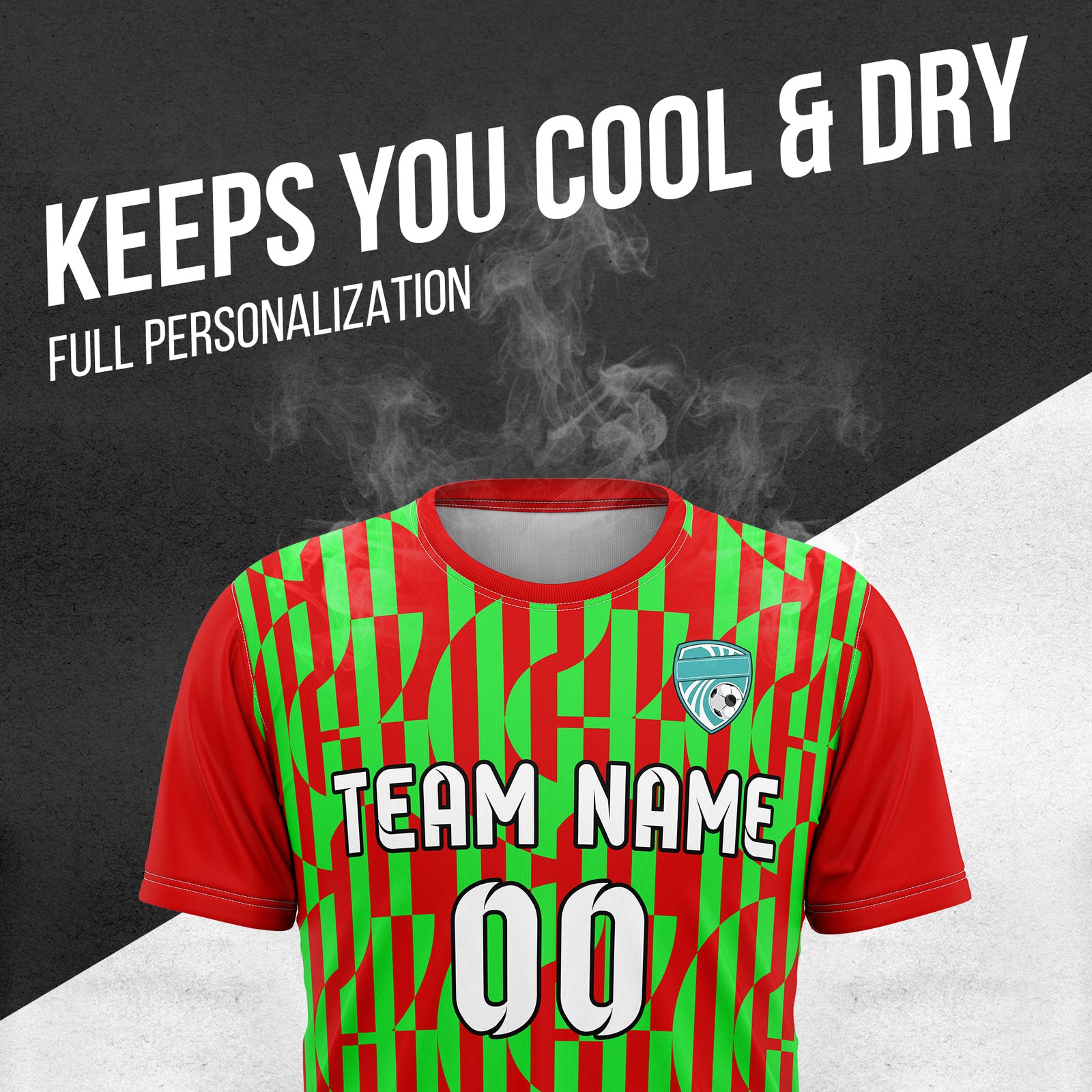 Custom Pulse Grid R-Full Pattern Soccer Red Sport Tops Jersey