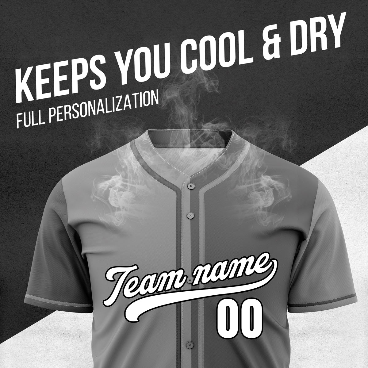 Custom Split Baseball Dark Grey Sports Jersey Personalized Uniform with Name & Number
