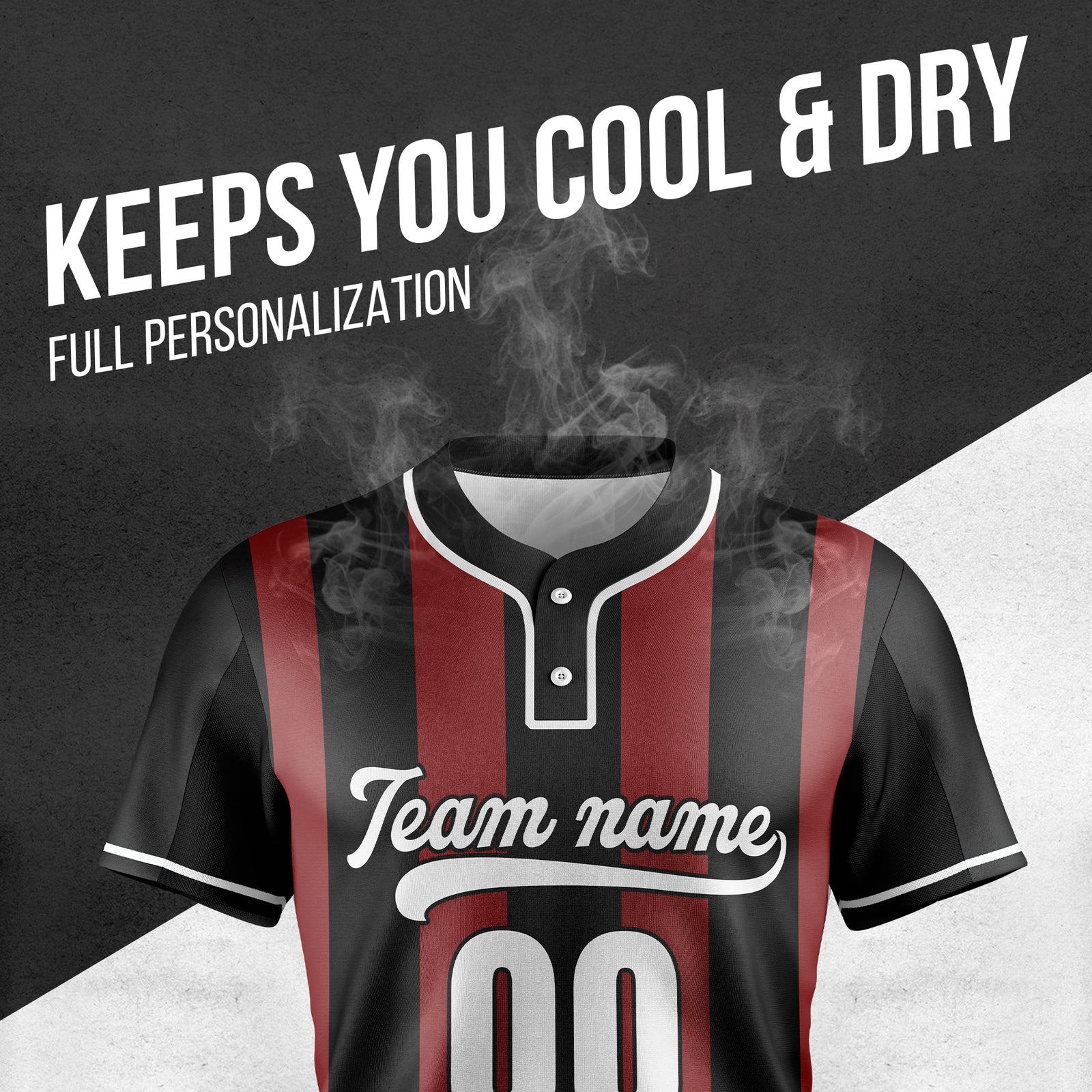 Custom Dual Stripe Black Baseball Sports Jersey Personalized Uniform with Name & Number