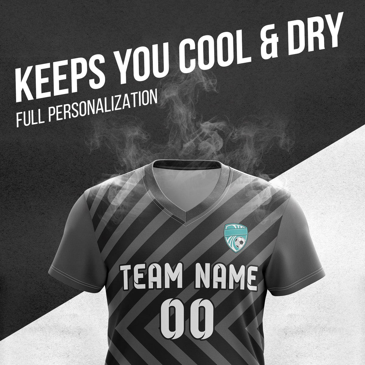 Custom Swift Stripe V-Neck Dark Grey Soccer sport Tops Jersey