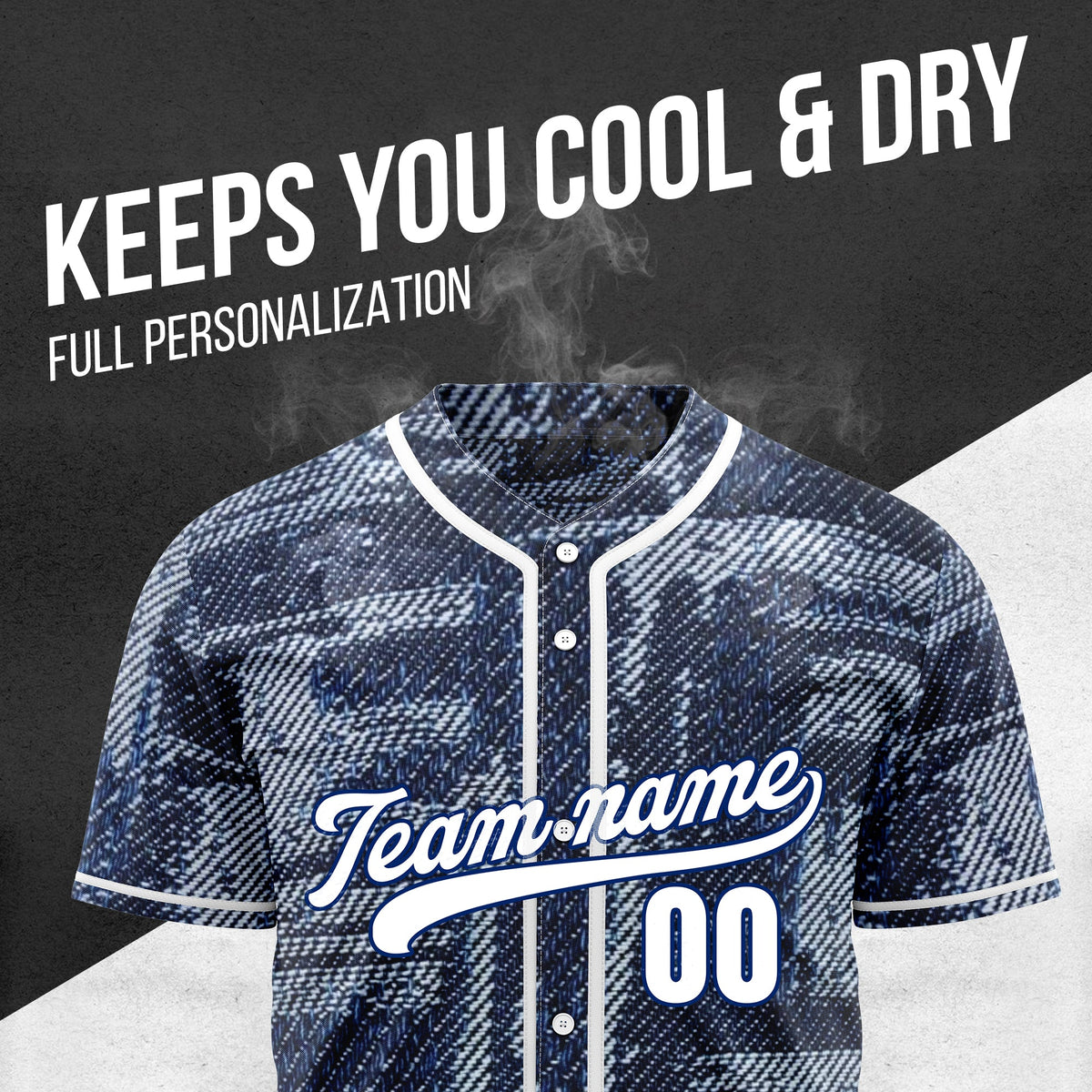 Custom Denim Storm Baseball Sports Jersey Personalized Uniform with Name & Number