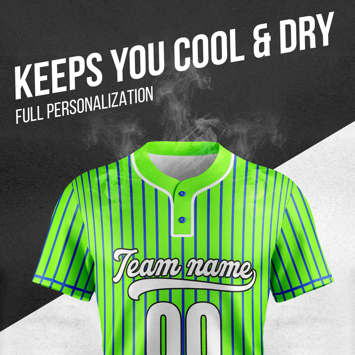 Custom Pinstripe Baseball Neon Green Sports Jersey Personalized Uniform with Name & Number