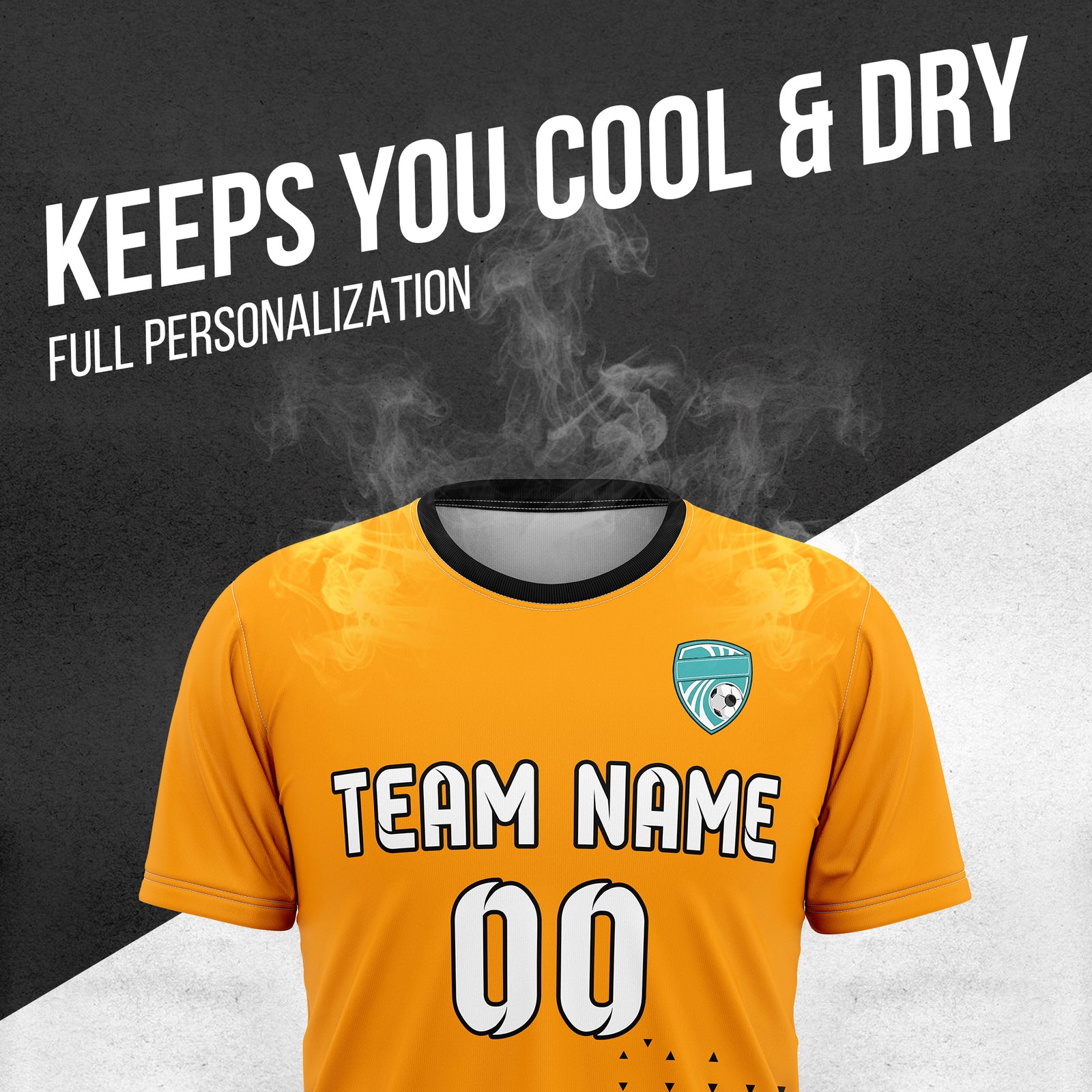 Custom Tri-Edge R Side Pattern Soccer Orange Sport Tops Jersey