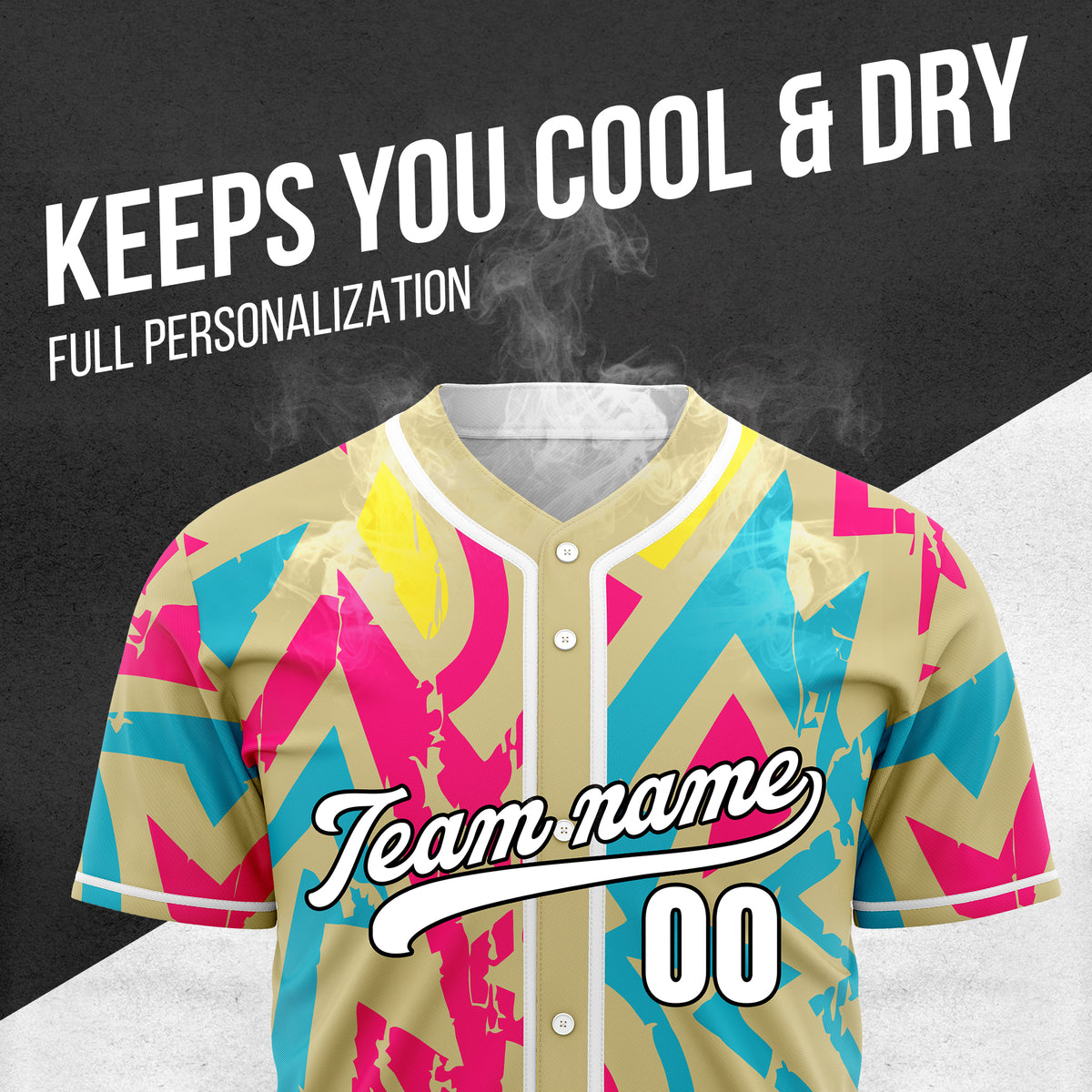 Custom Splash Khaki Baseball Sports Jersey Personalized Uniform with Name & Number