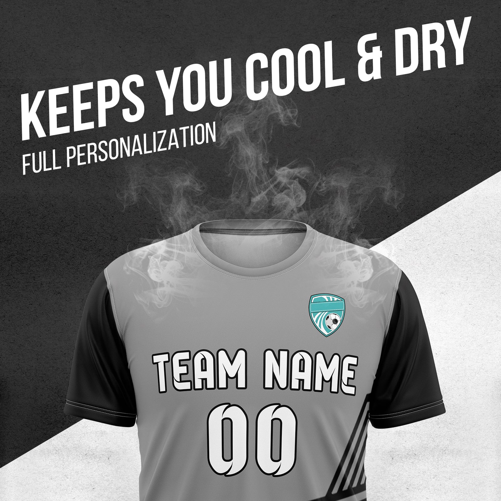 Custom Rapid Line R Side Pattern Soccer Dark Grey sport Tops Jersey
