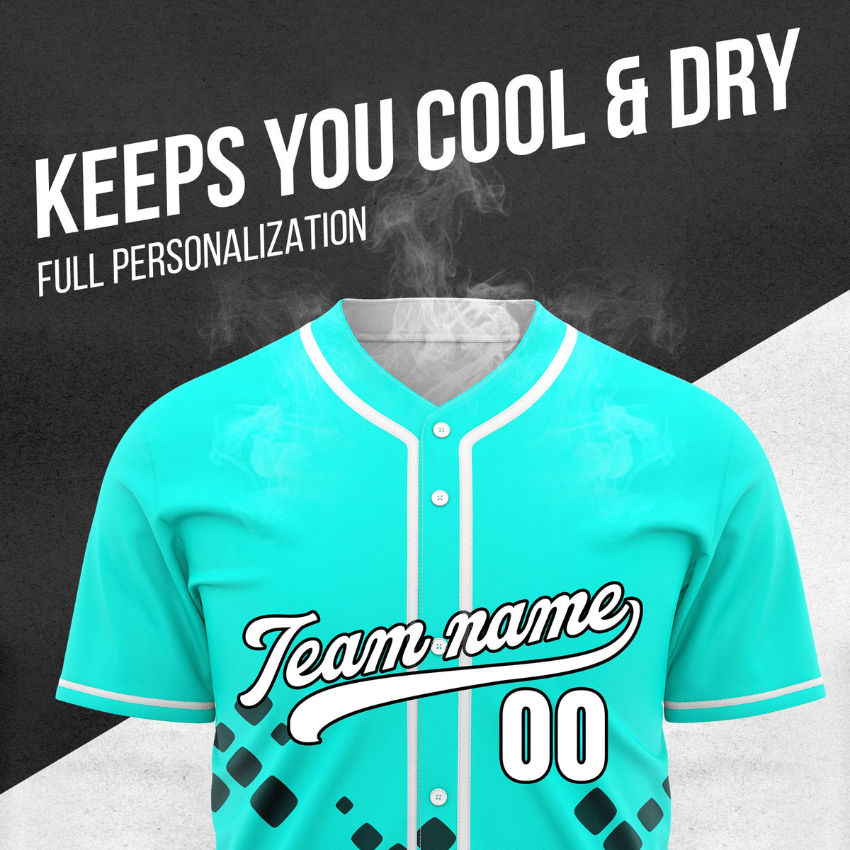 Custom Shadow Spark Aqua Baseball Sports Jersey Personalized Uniform with Name & Number