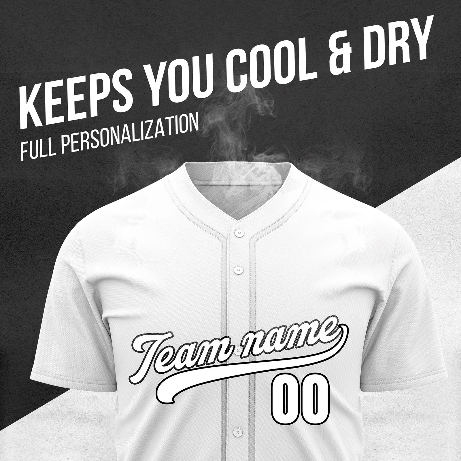 Custom Wave White Baseball Sports Jersey Personalized Uniform with Name & Number