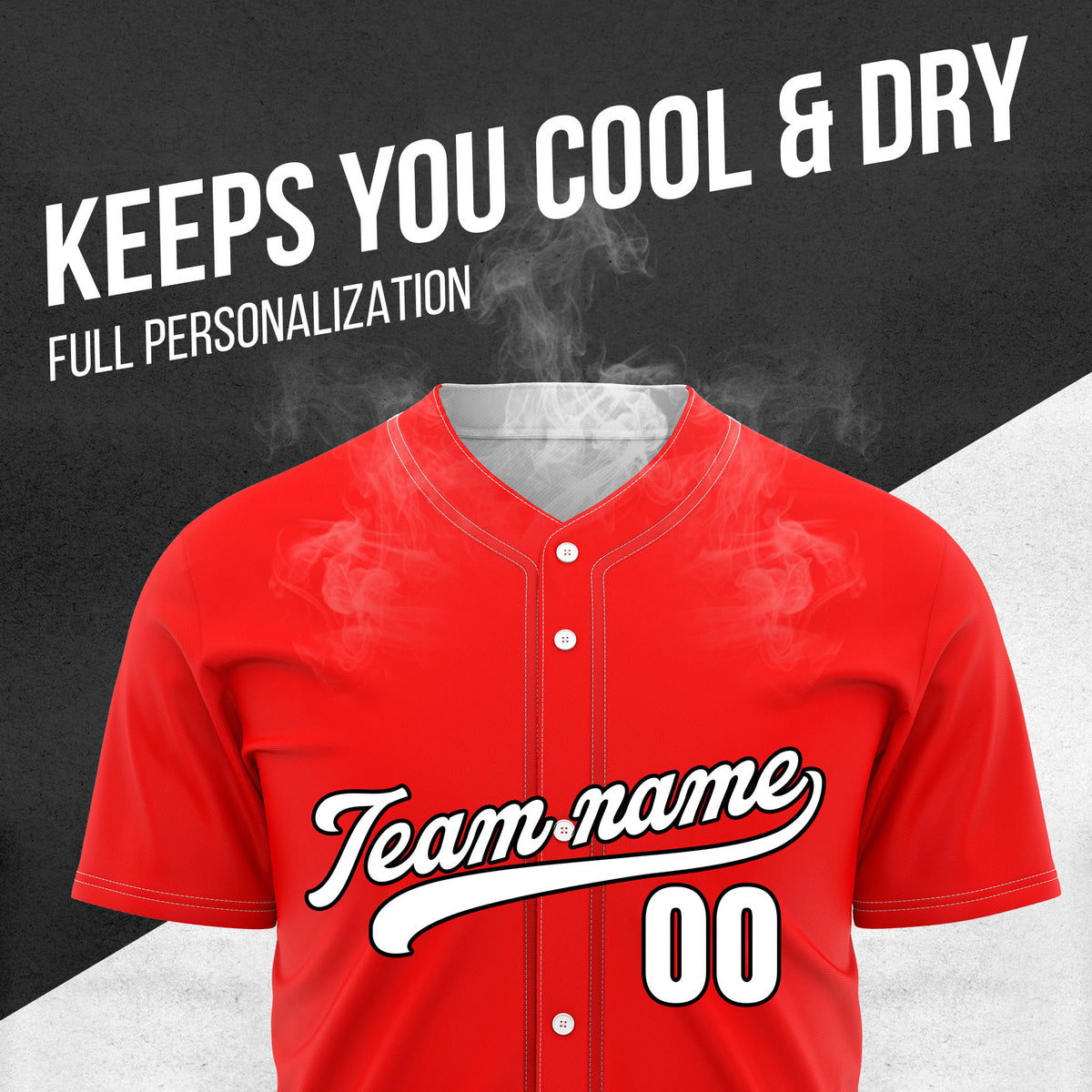 Custom Wave Red  Baseball Sports Jersey Personalized Uniform with Name & Number
