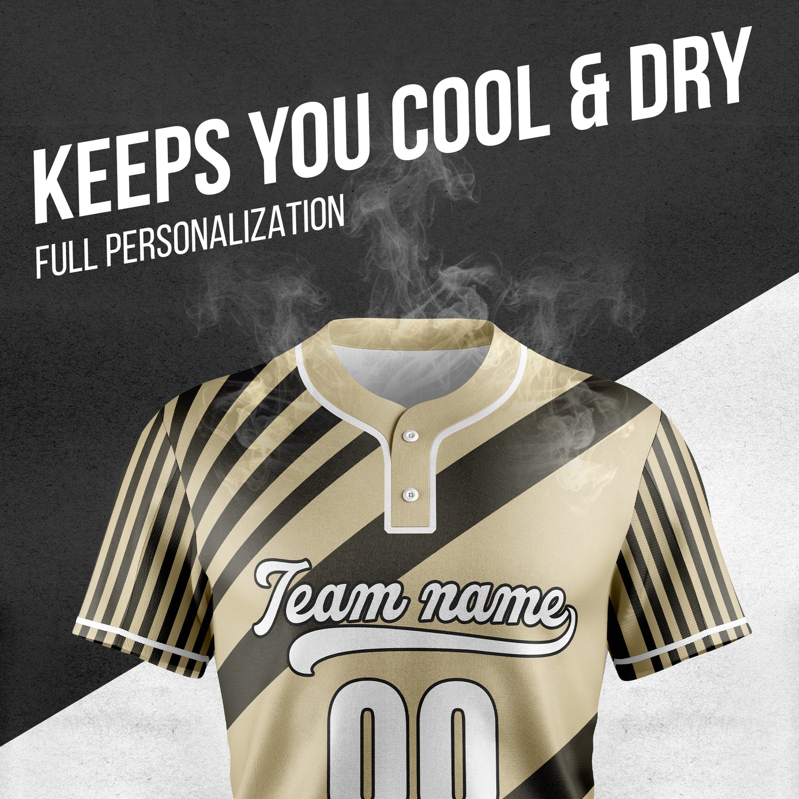 Custom Vibe Split Khaki Baseball Sports Jersey Personalized Uniform with Name & Number