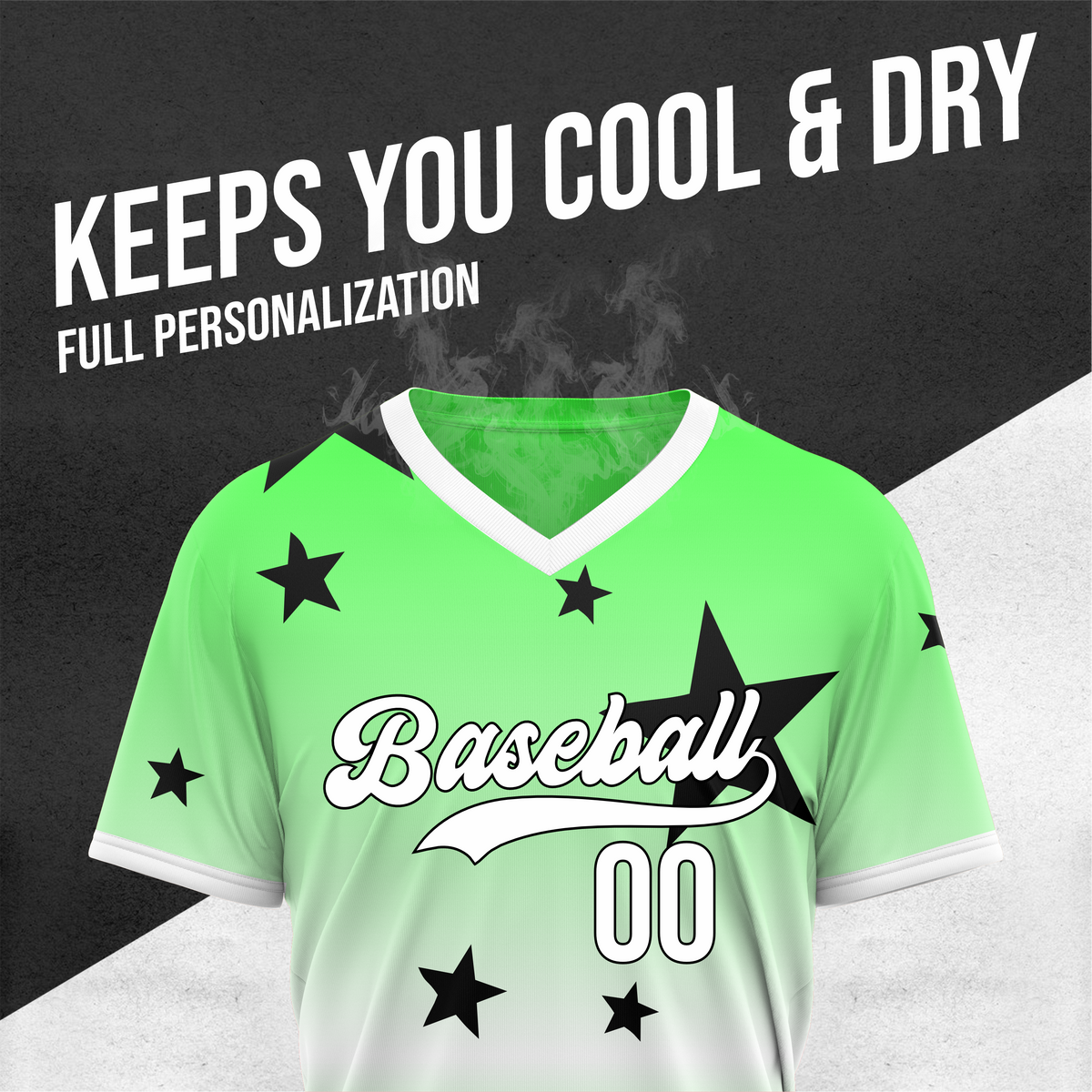 Custom Starfall Gradient Baseball Neon Green Sports Jersey Personalized Uniform with Name & Number