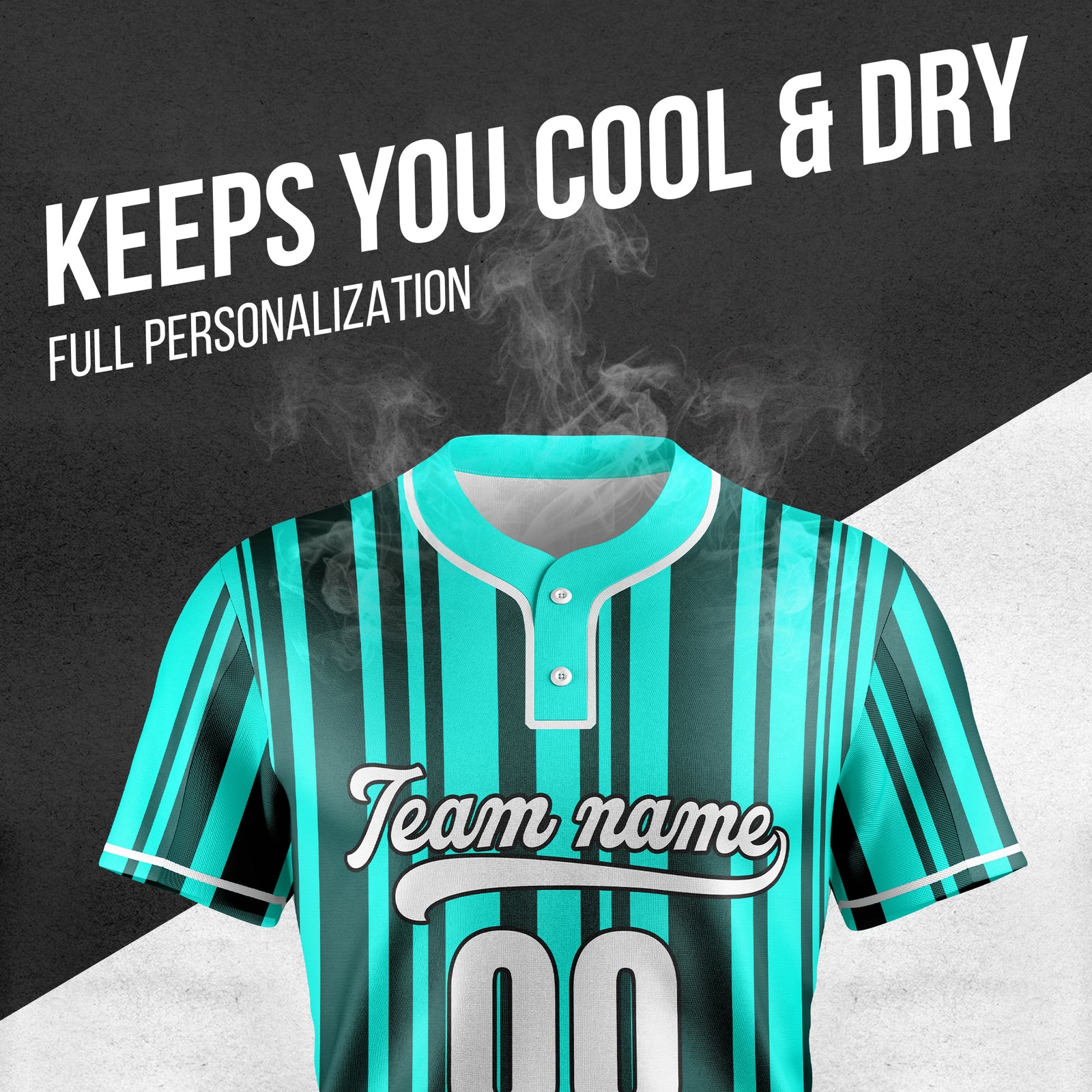 Custom Stripe Fusion Aqua Baseball Sports Jersey Personalized Uniform with Name & Number