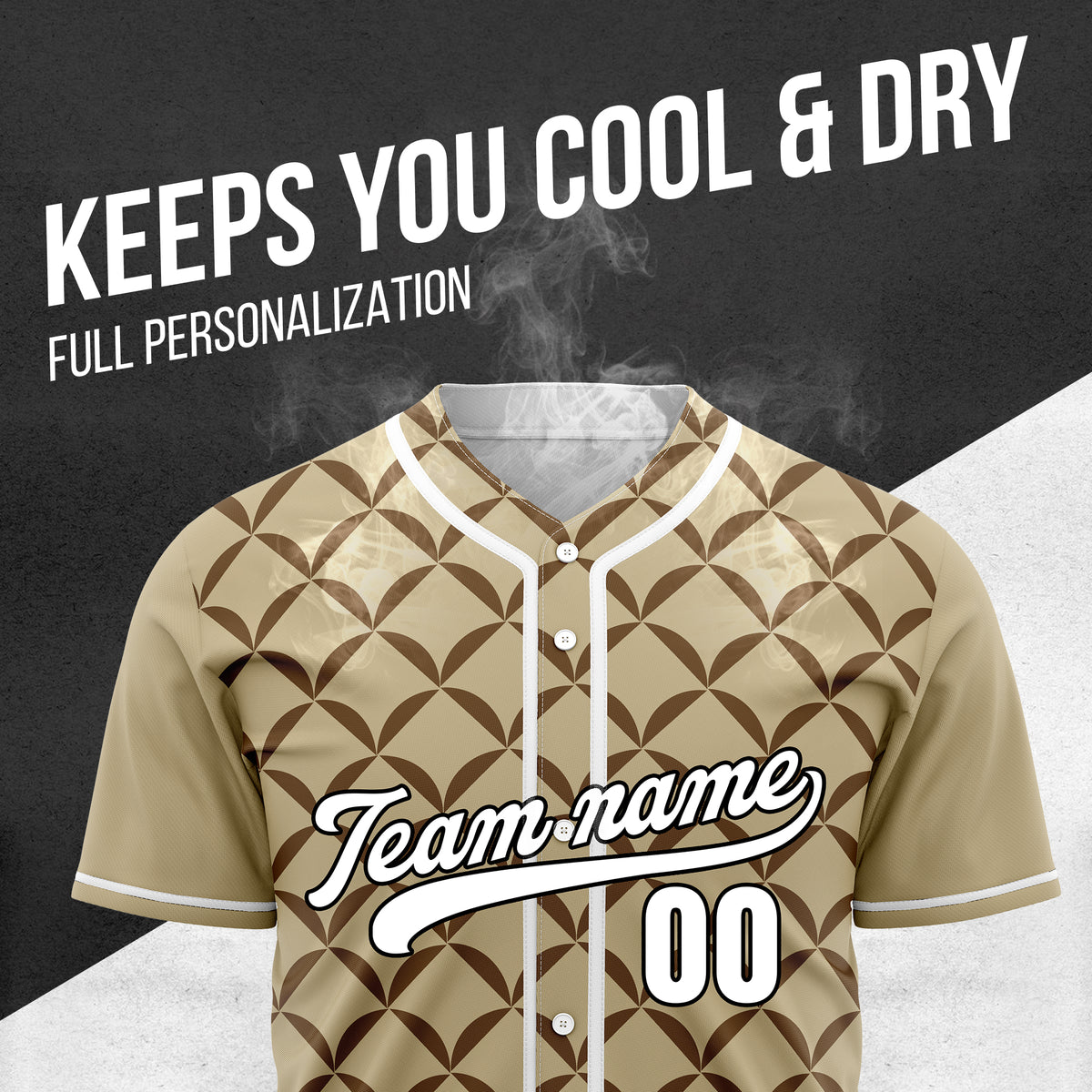 Custom Vertex Vibe Khaki Baseball Sports Jersey Personalized Uniform with Name & Number