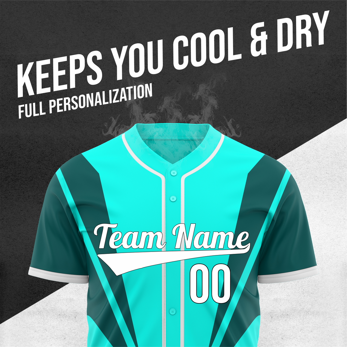 Custom Panel Flow Baseball Aqua Sports Jersey Personalized Uniform with Name & Number