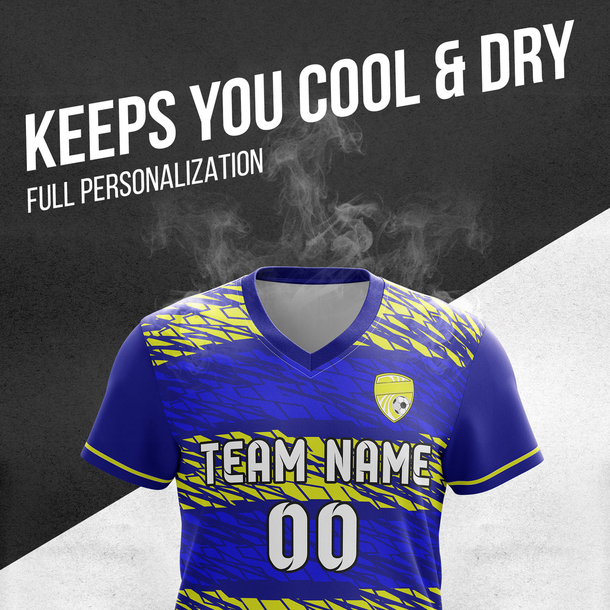 Custom Flare Strike V-Full Pattern Navy Soccer sport Tops Jersey