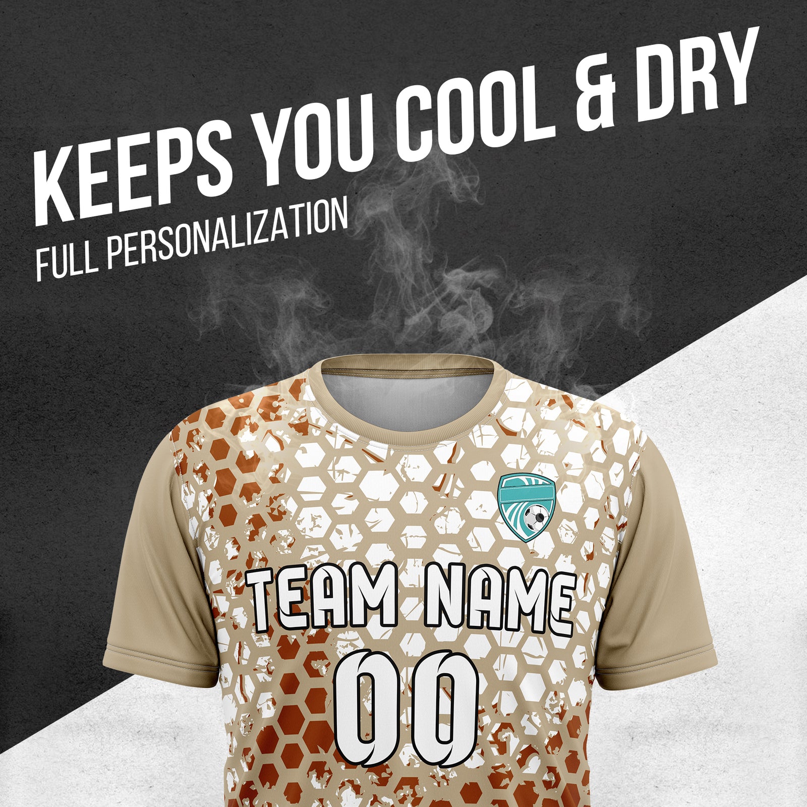 Custom Hex R-Full Pattern Soccer khaki Sport Tops Jersey