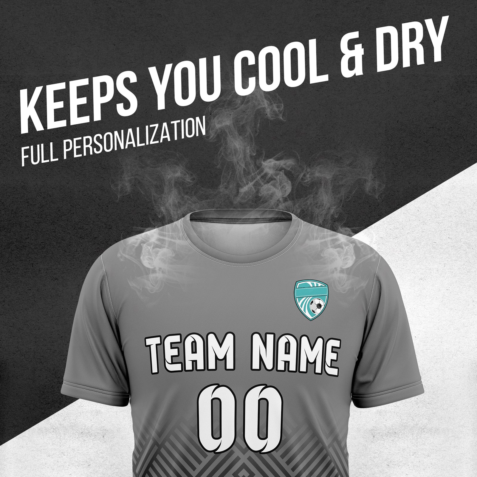 Custom Shadow Line R Side Pattern Soccer Dark Grey Sport Tops Jersey
