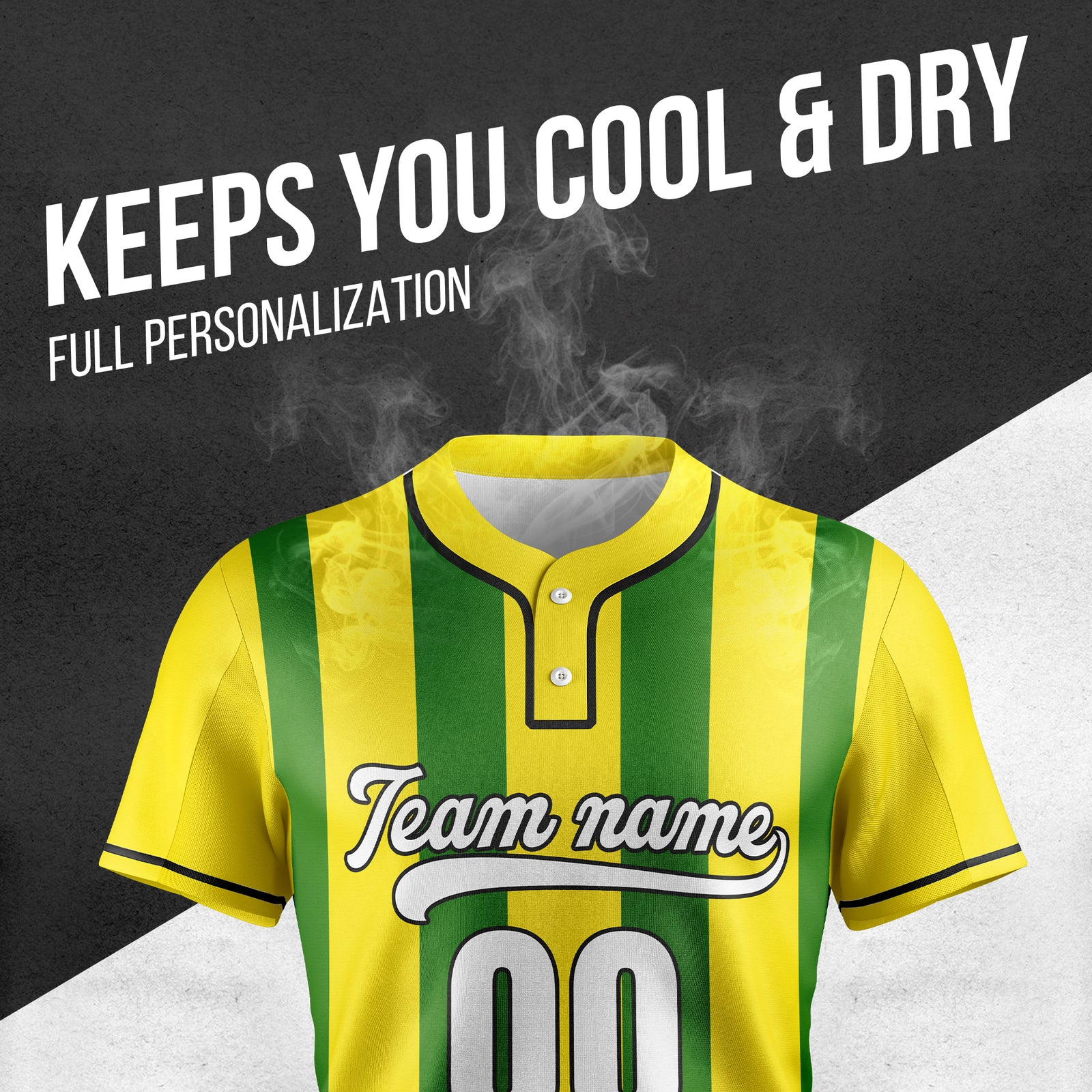Custom Dual Stripe Yellow Baseball Sports Jersey Personalized Uniform with Name & Number