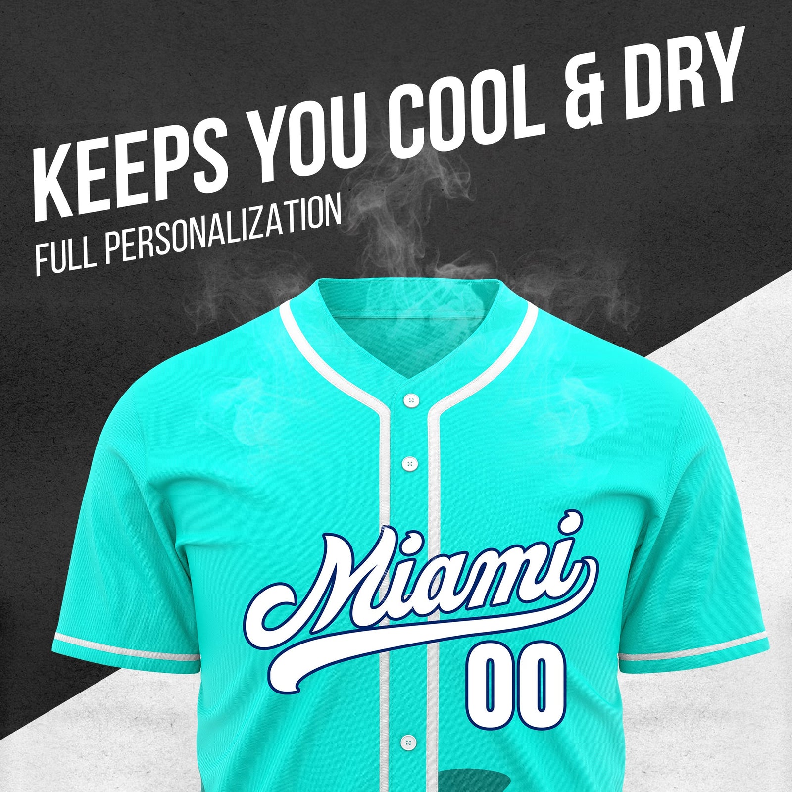 Custom City Tide Aqua Baseball Sports Jersey Personalized Uniform with Name & Number
