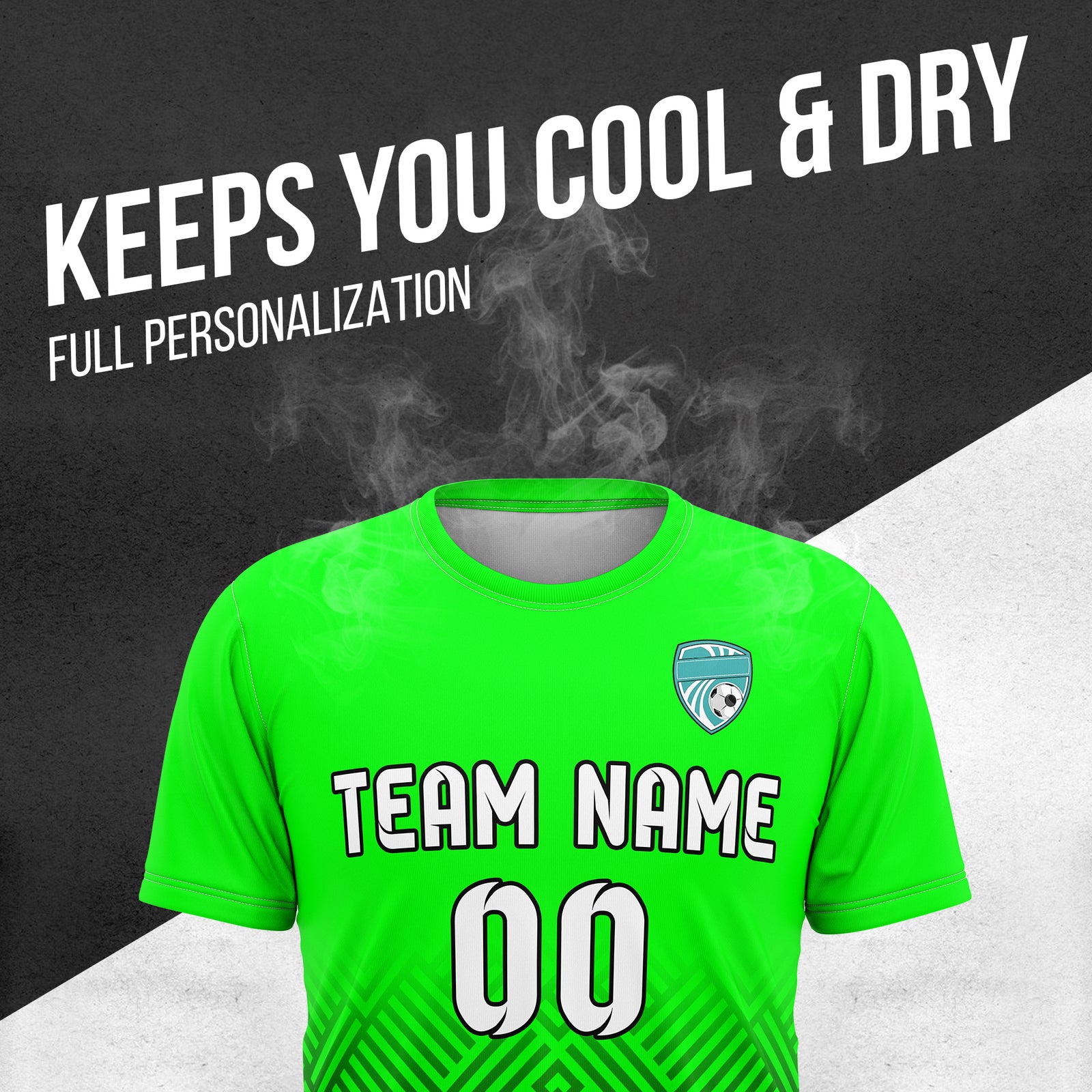 Custom Shadow Line R Side Pattern Soccer Neon Green Sport Tops Jersey