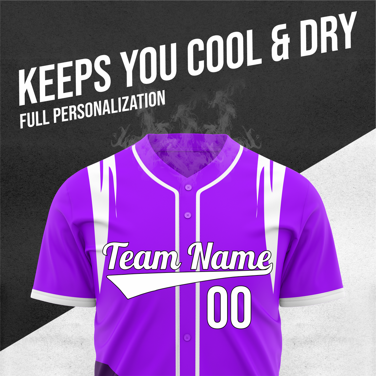 Custom Curve Edge Baseball Purple Sports Jersey Personalized Uniform with Name & Number