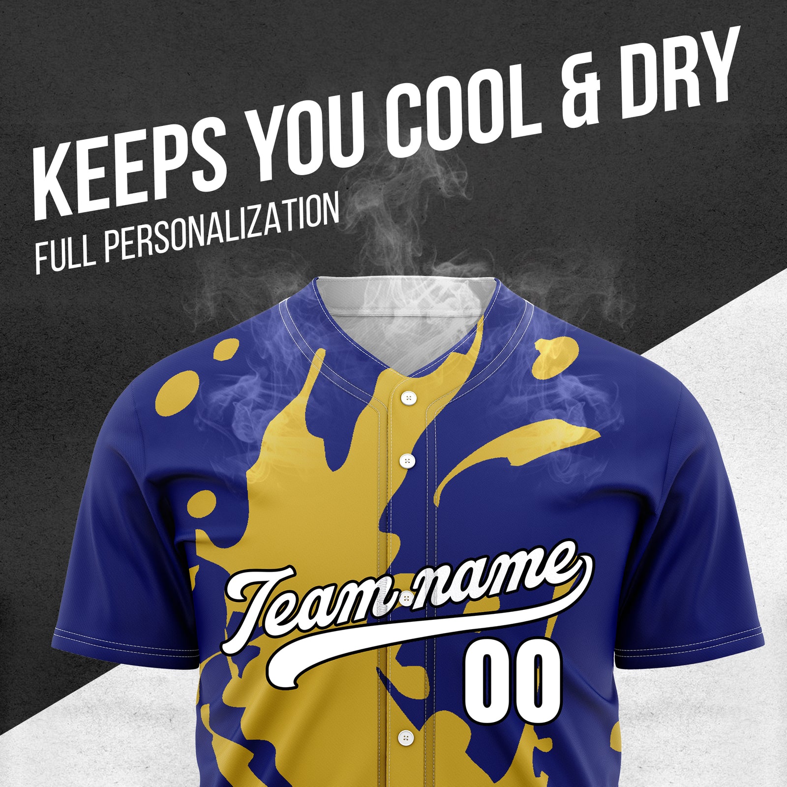 Custom Ink Splash Navy Baseball Sports Jersey Personalized Uniform with Name & Number