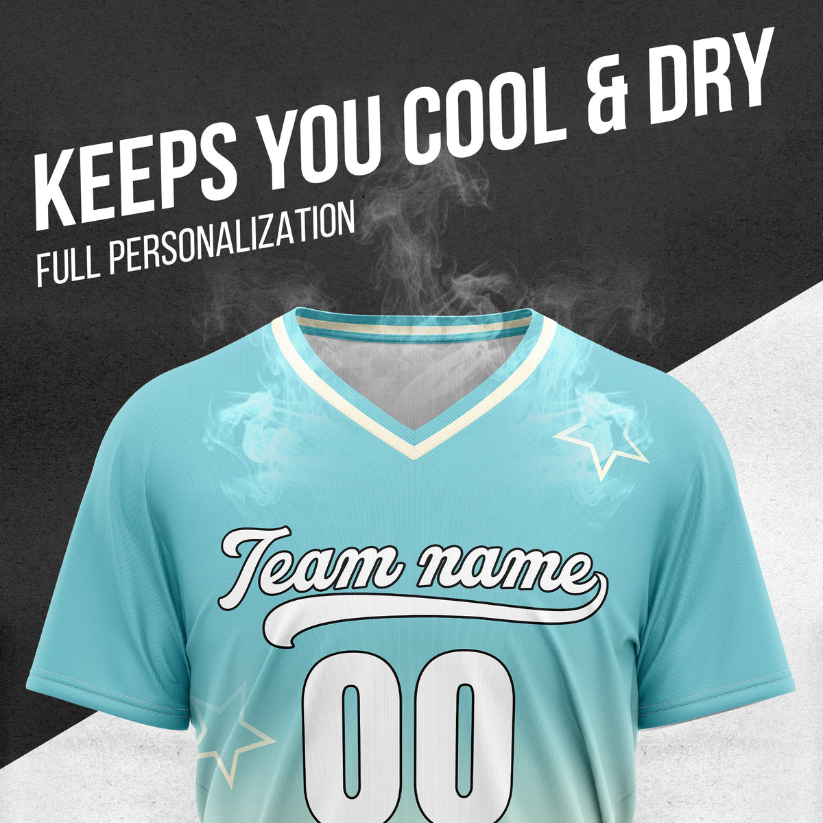 Custom Star Gradient Baseball Aqua Sports Jersey Personalized Uniform with Name & Number