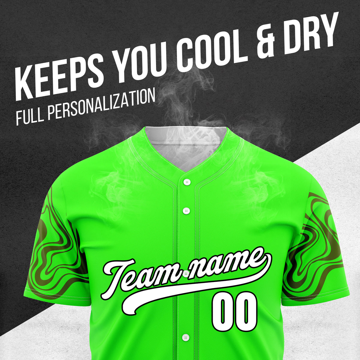 Custom Wave Neon Green Baseball Sports Jerseys Personalized Uniform with Name & Numbers