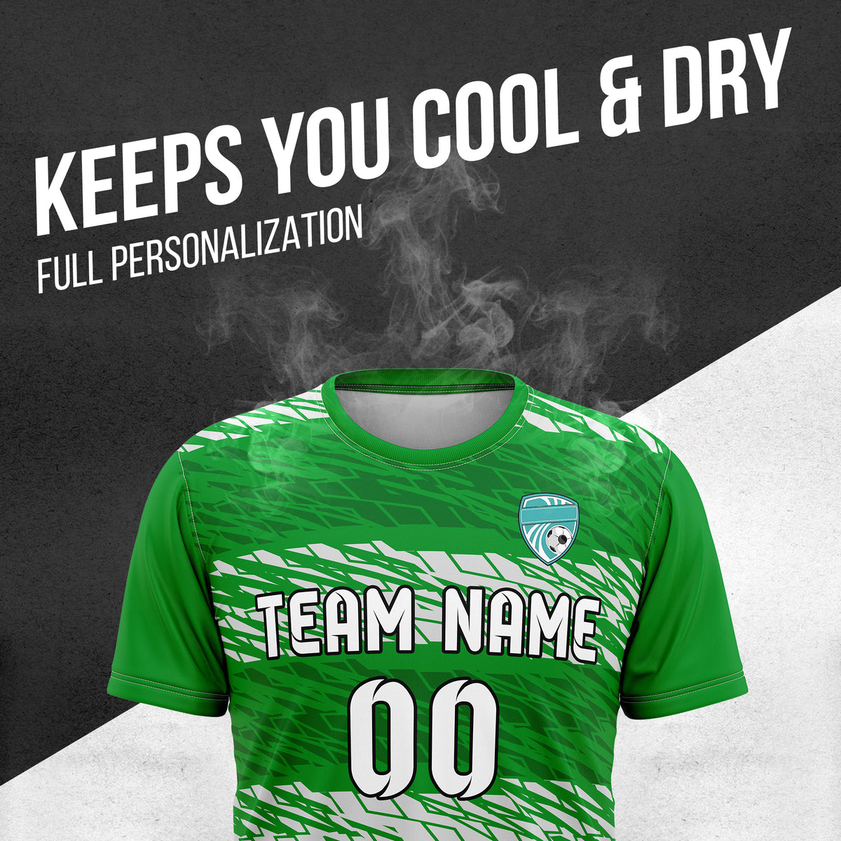 Custom Flare Strike R-Full Pattern Soccer Green Sport Tops Jersey